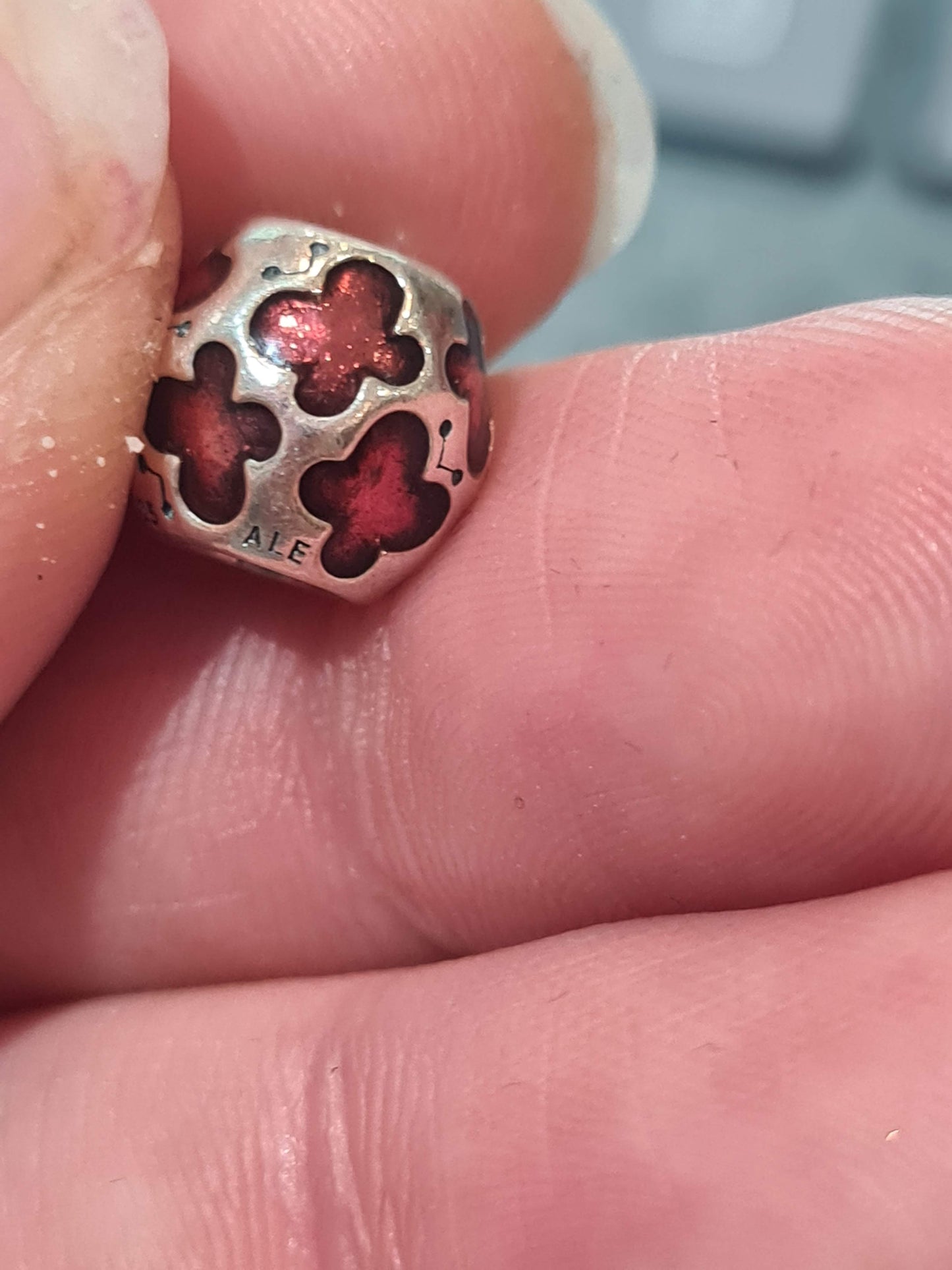 Genuine Pandora Red Enamel Butterfly Ball Silver Charm