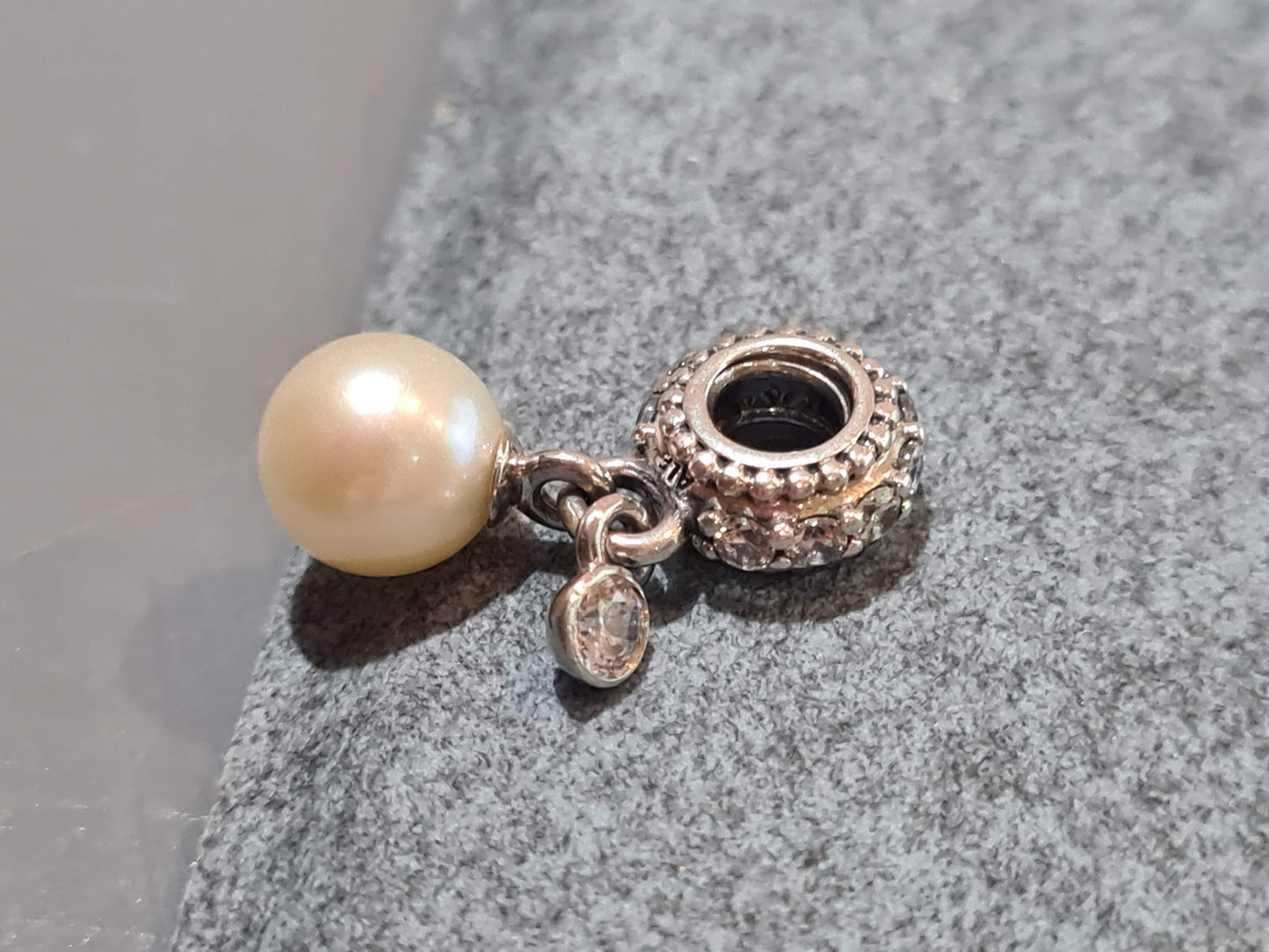Genuine Pandora Pearl Pave Dangle Beautiful Charm/ Pendant
