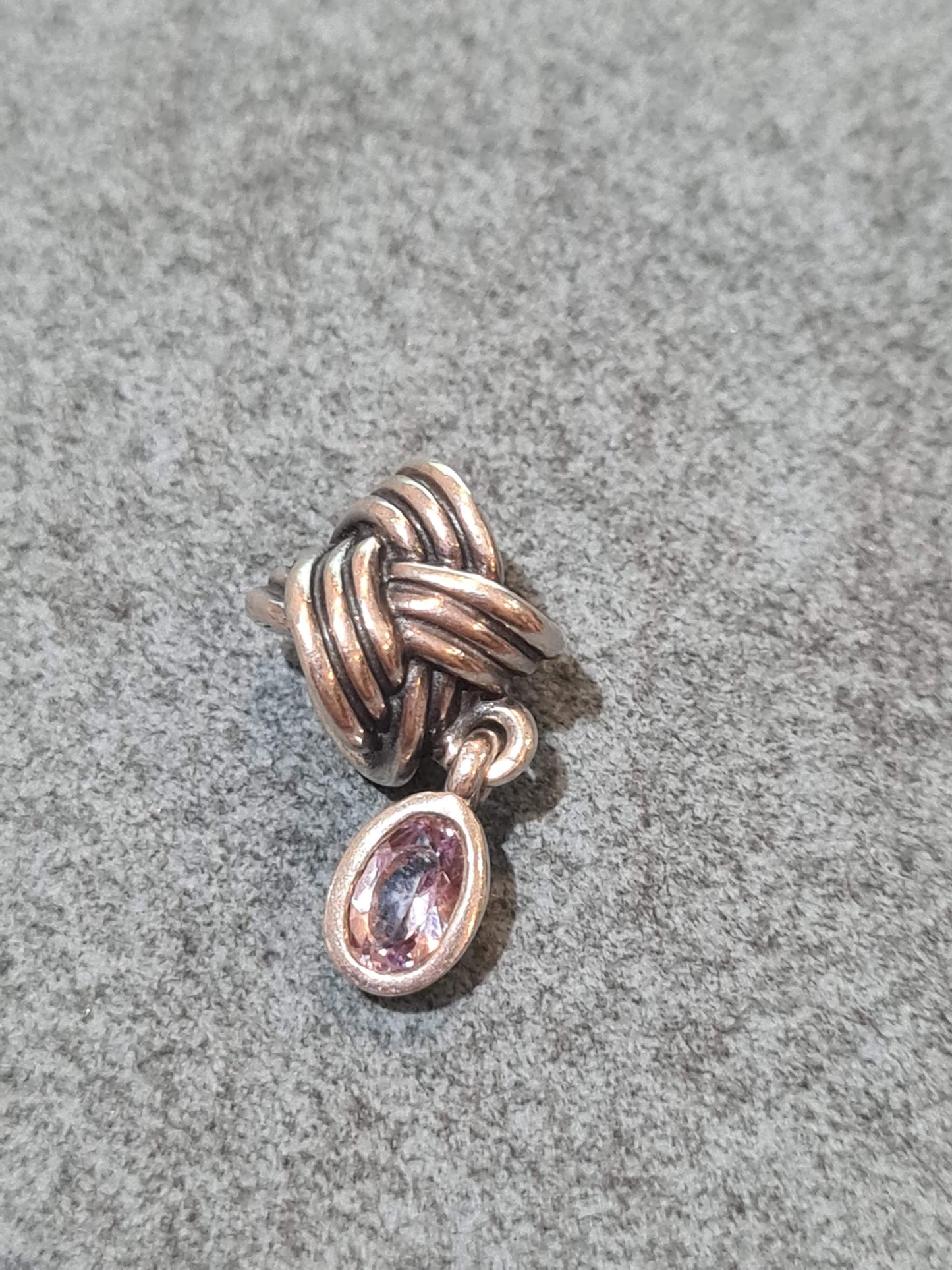 Genuine Pandora Tied together with Pink Knot Charm Dangle