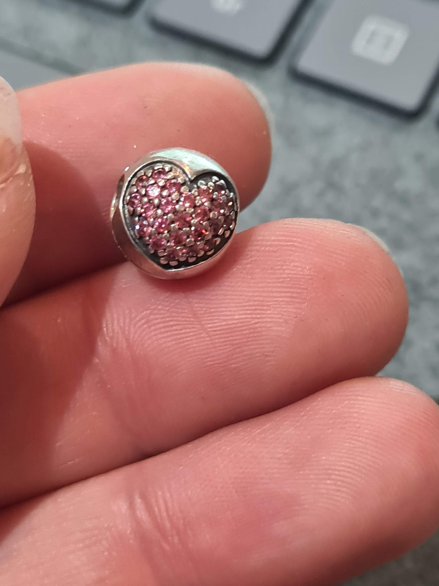 Genuine Pandora Pink Pave Heart Clip (s)