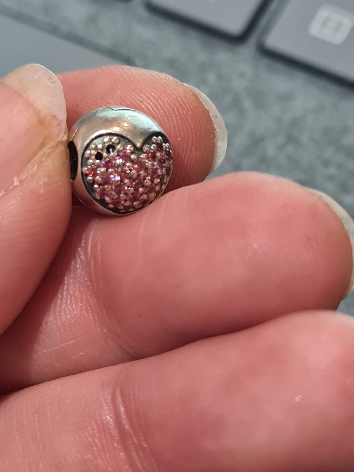 Genuine Pandora Pink Pave Heart Clip (s)