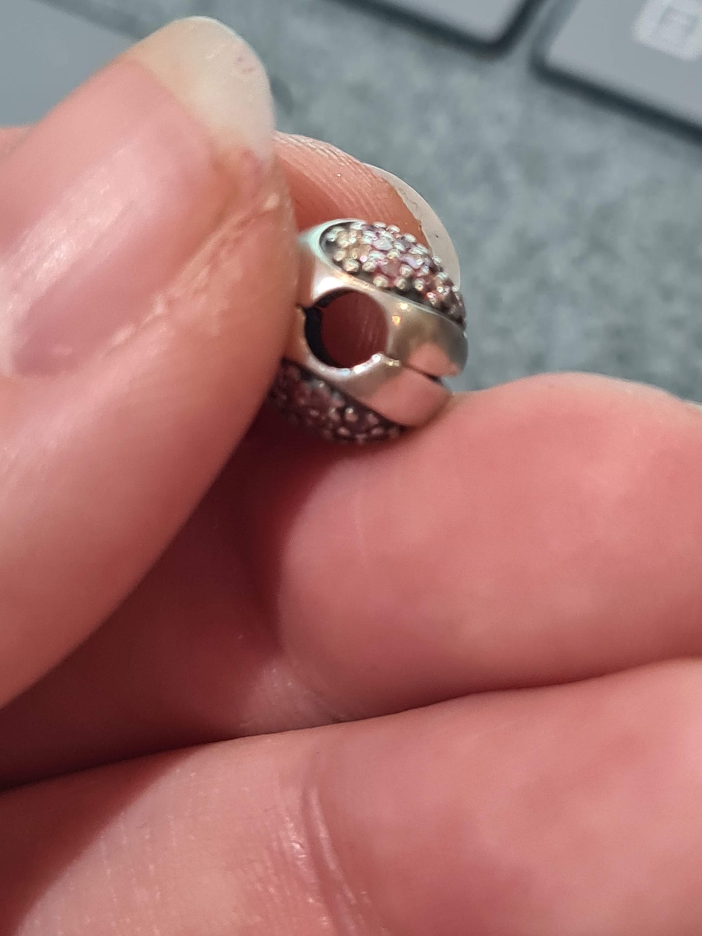 Genuine Pandora Pink Pave Heart Clip (s)