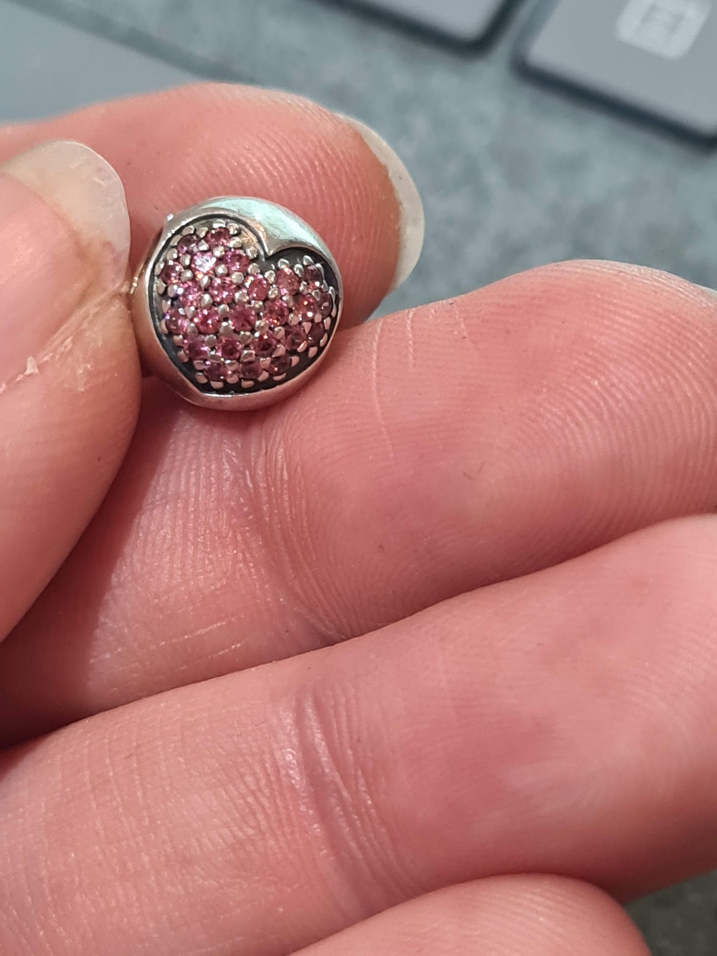 Genuine Pandora Pink Pave Heart Clip (s)