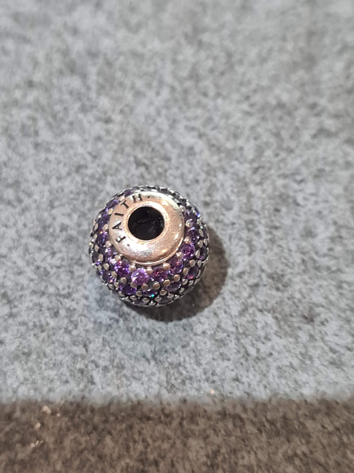 Genuine Pandora Purple Essence Me Pave Stone Purple Faith Charm