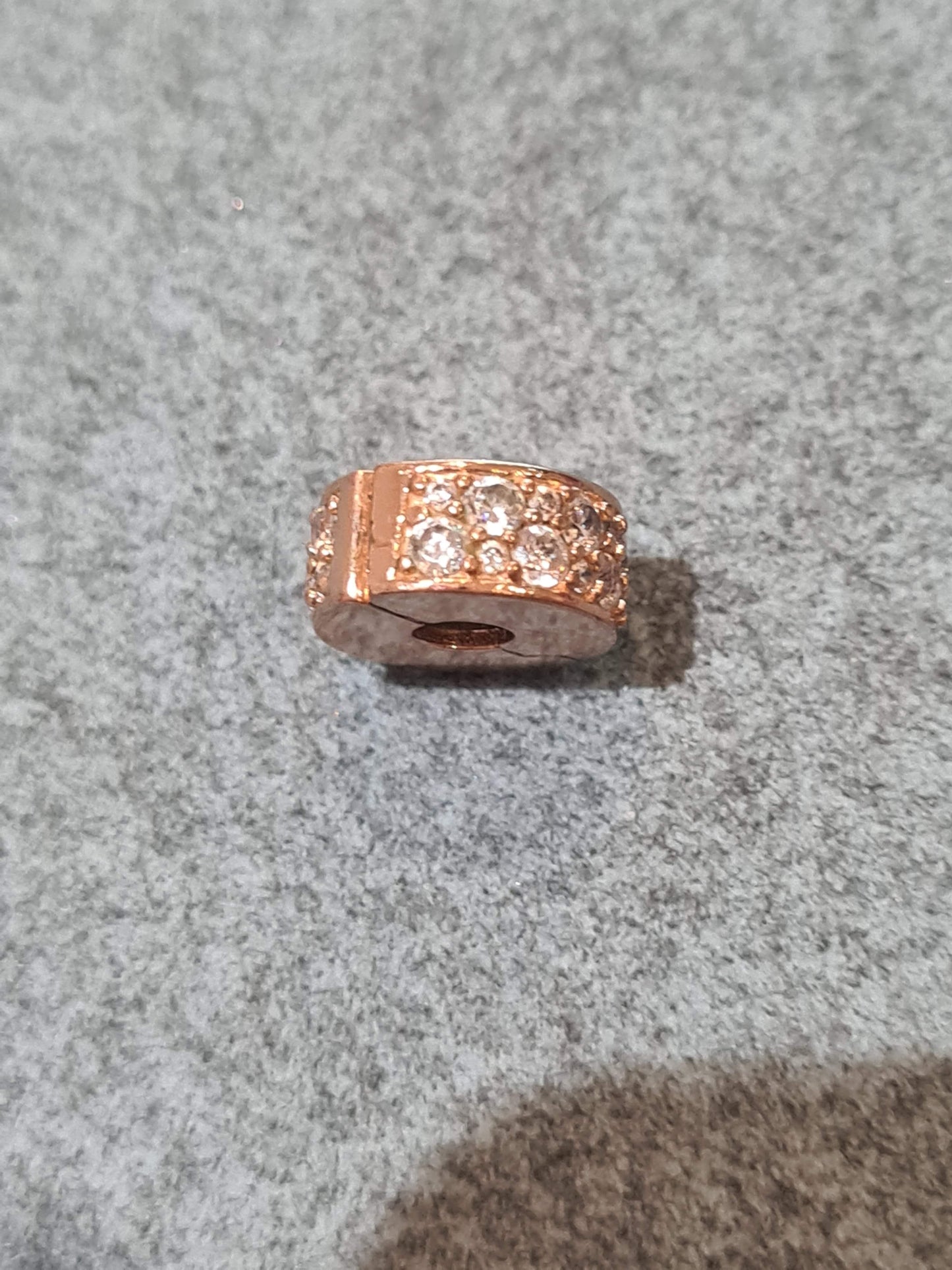 Genuine Pandora Rose Gold Sparkle Clip With Silicone Inserts