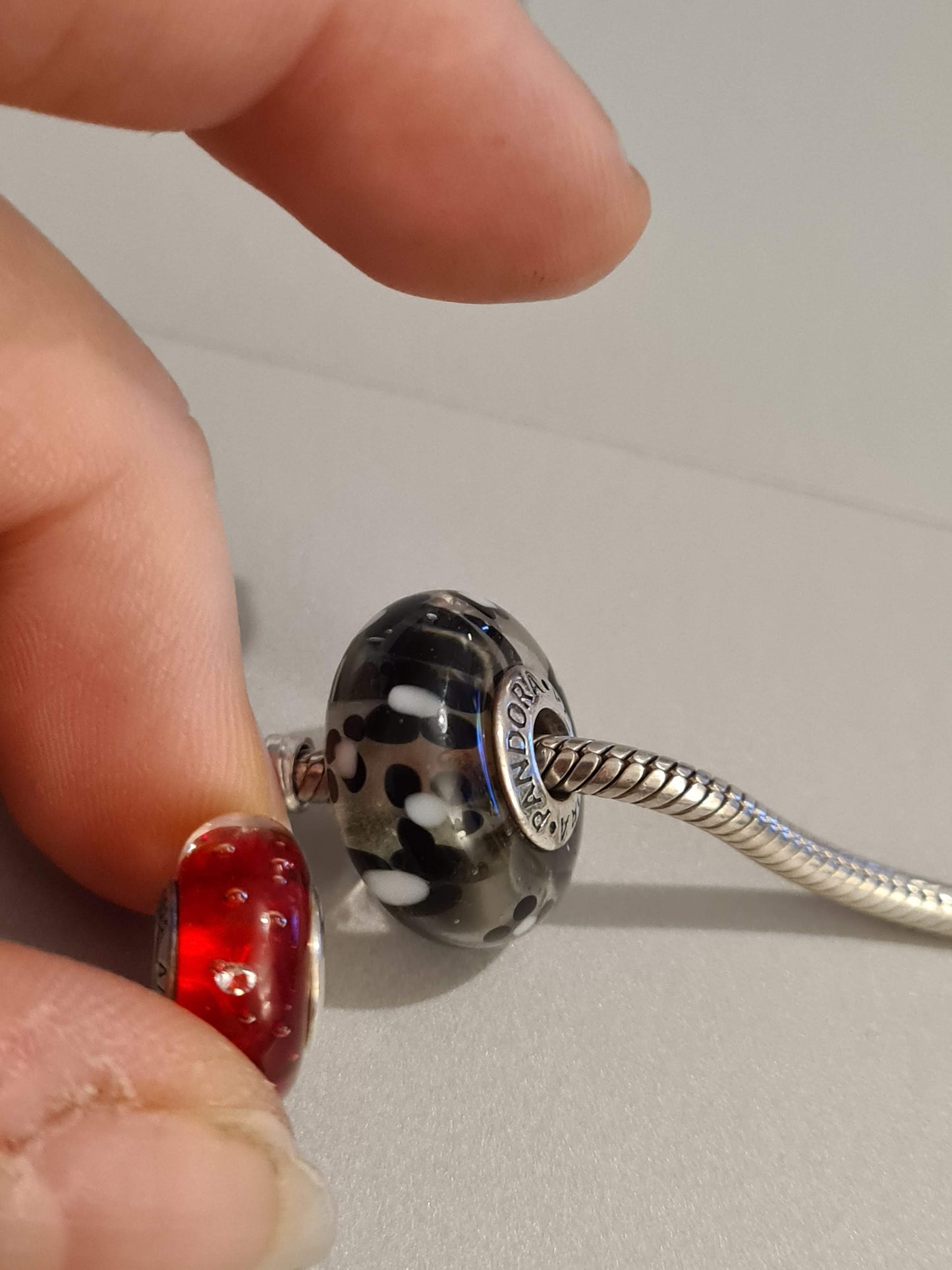 Genuine Pandora Giant XXL Murano with Black Flowers. Large and Heavy and Retired SALE