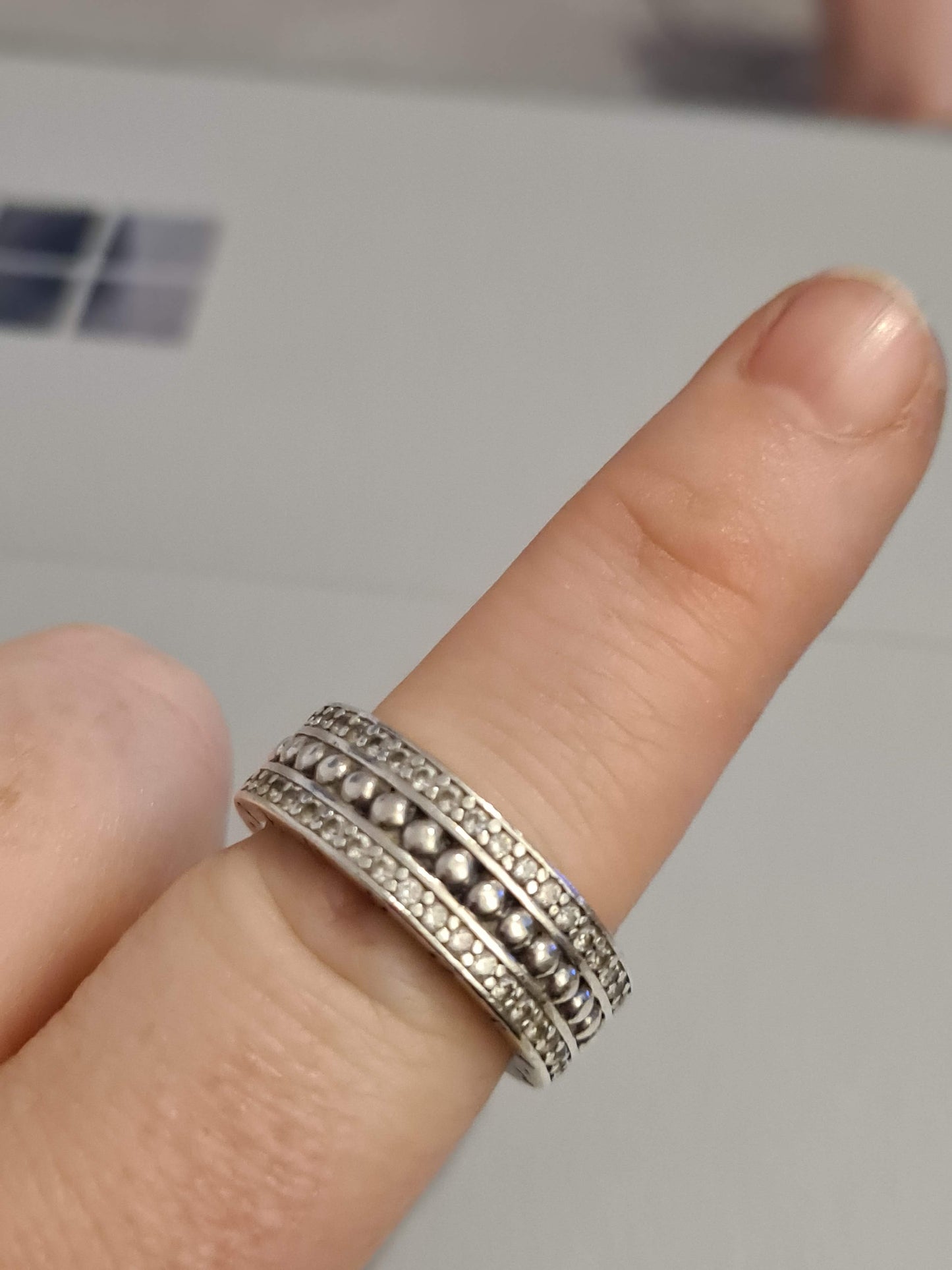 Genuine Pandora Huge Chunky Ring Pave Triple Layer Ring in Size 48