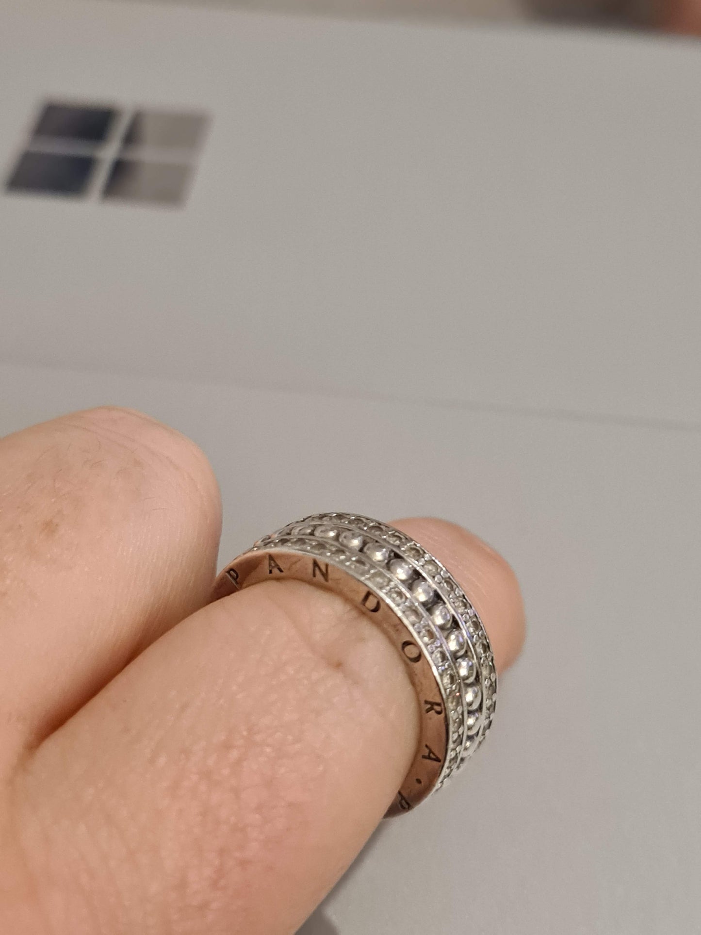Genuine Pandora Huge Chunky Ring Pave Triple Layer Ring in Size 48