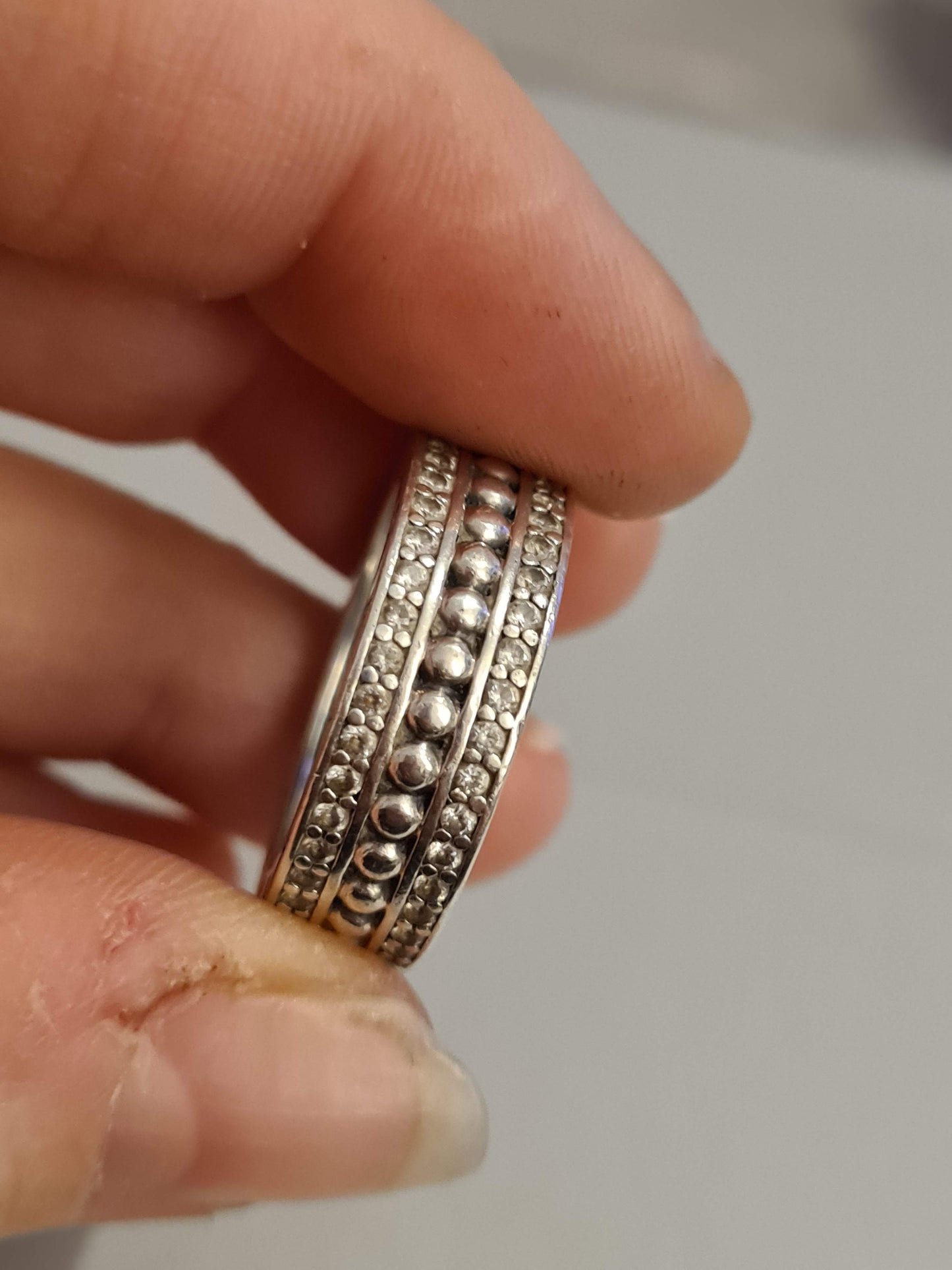 Genuine Pandora Huge Chunky Ring Pave Triple Layer Ring in Size 48