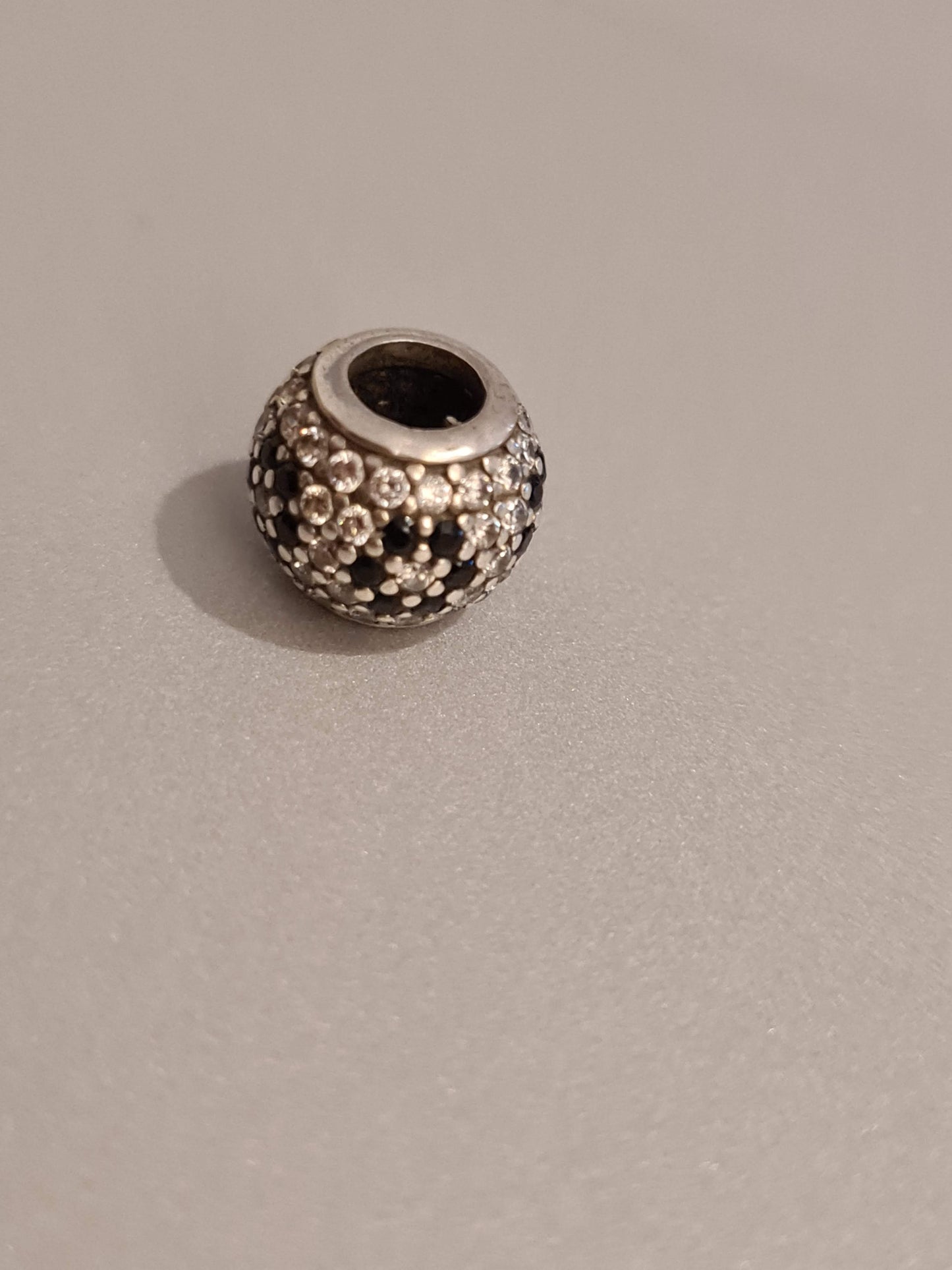 Genuine Pandora Black and White Pave Sparkle Flower Ball Charm