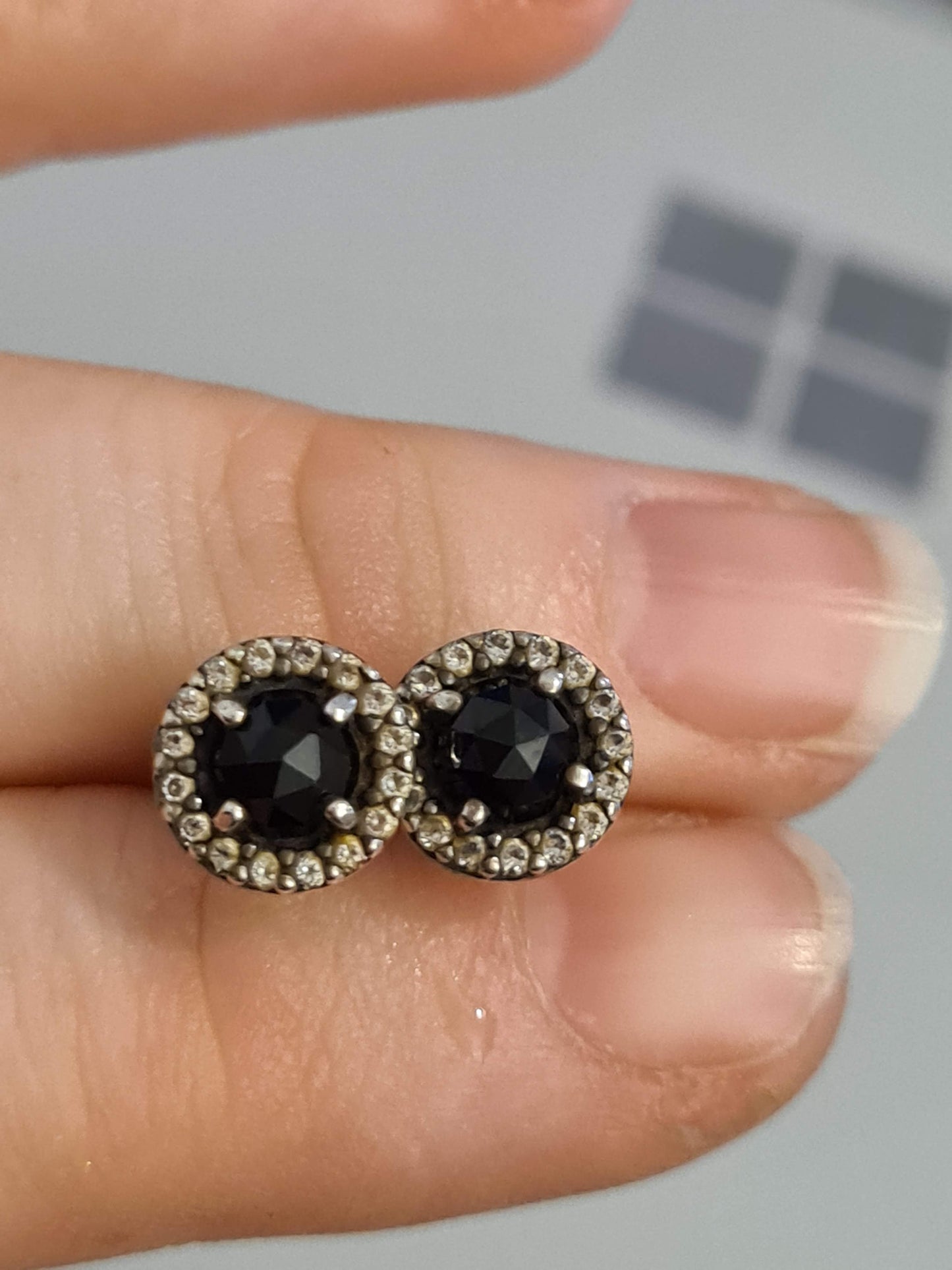 Genuine Pandora Black Onyx Spinel Earrings Retired VERY Rare HTF