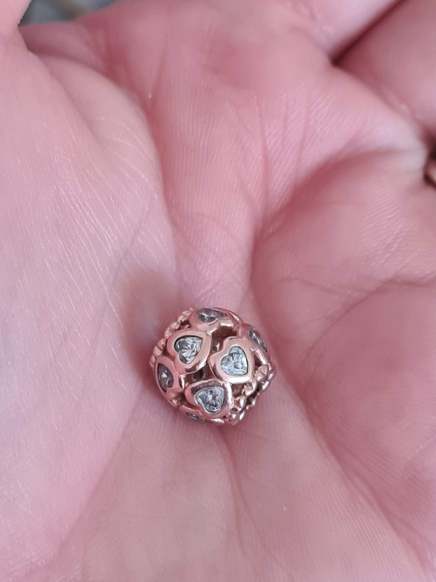 Genuine Pandora Rose Gold Love Is All Around Cz Clear Stone Charm