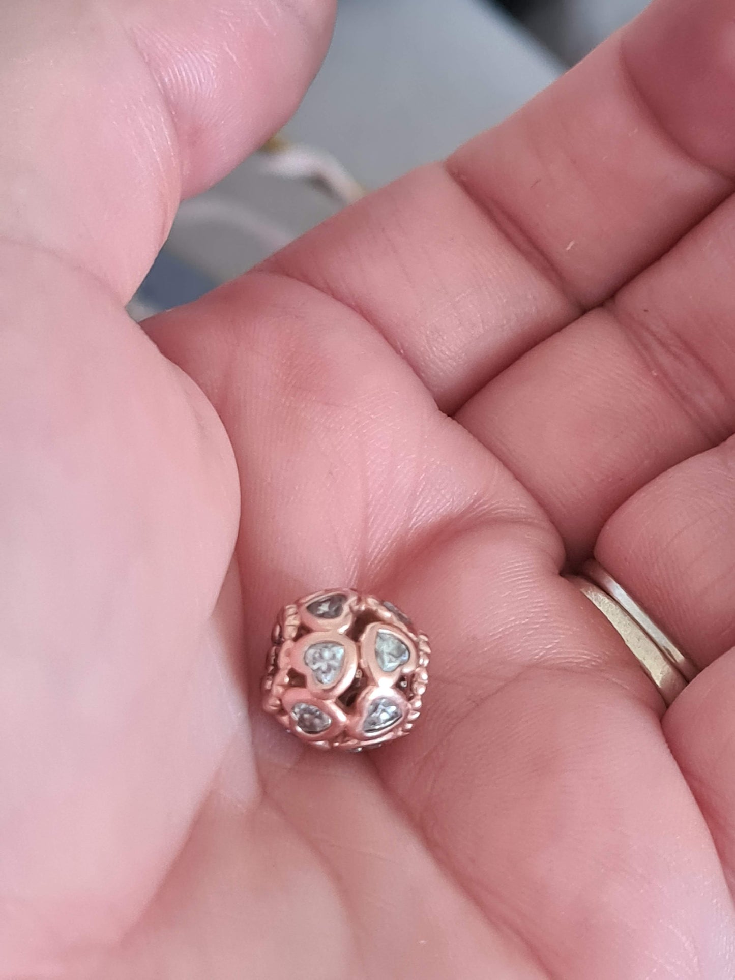 Genuine Pandora Rose Gold Love Is All Around Cz Clear Stone Charm