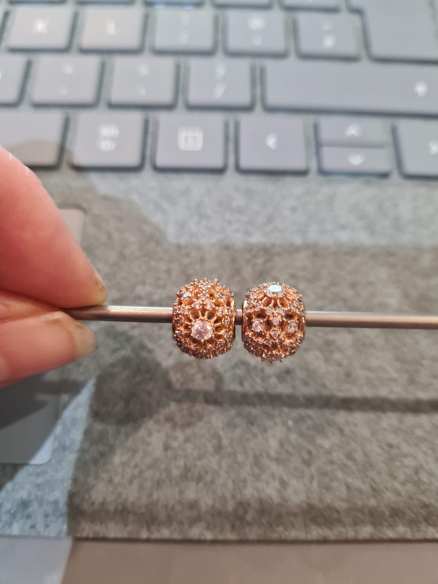 Genuine Pandora Rose Gold Inner Radiance Rose & Clear Cz Charm