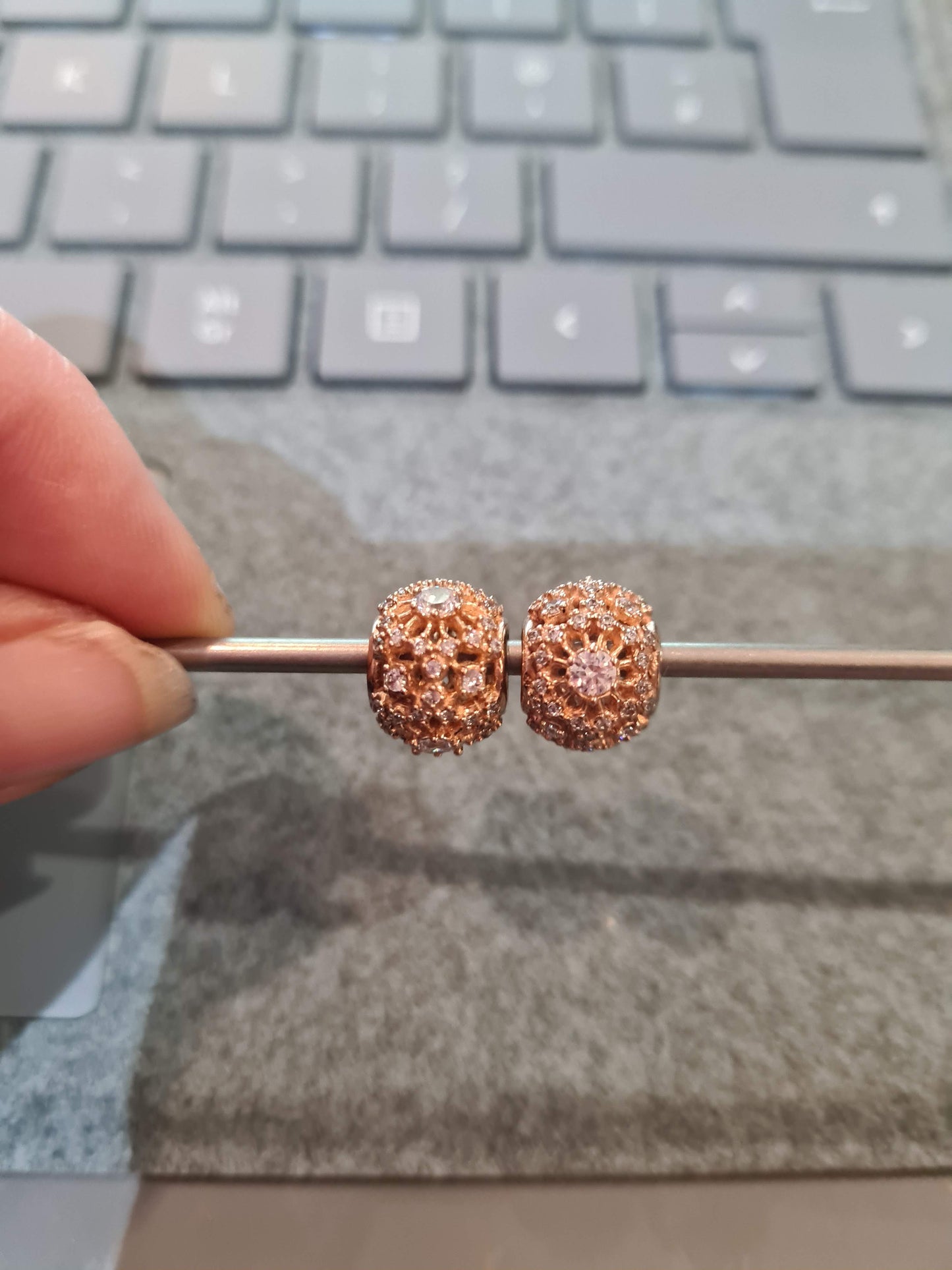 Genuine Pandora Rose Gold Inner Radiance Rose & Clear Cz Charm
