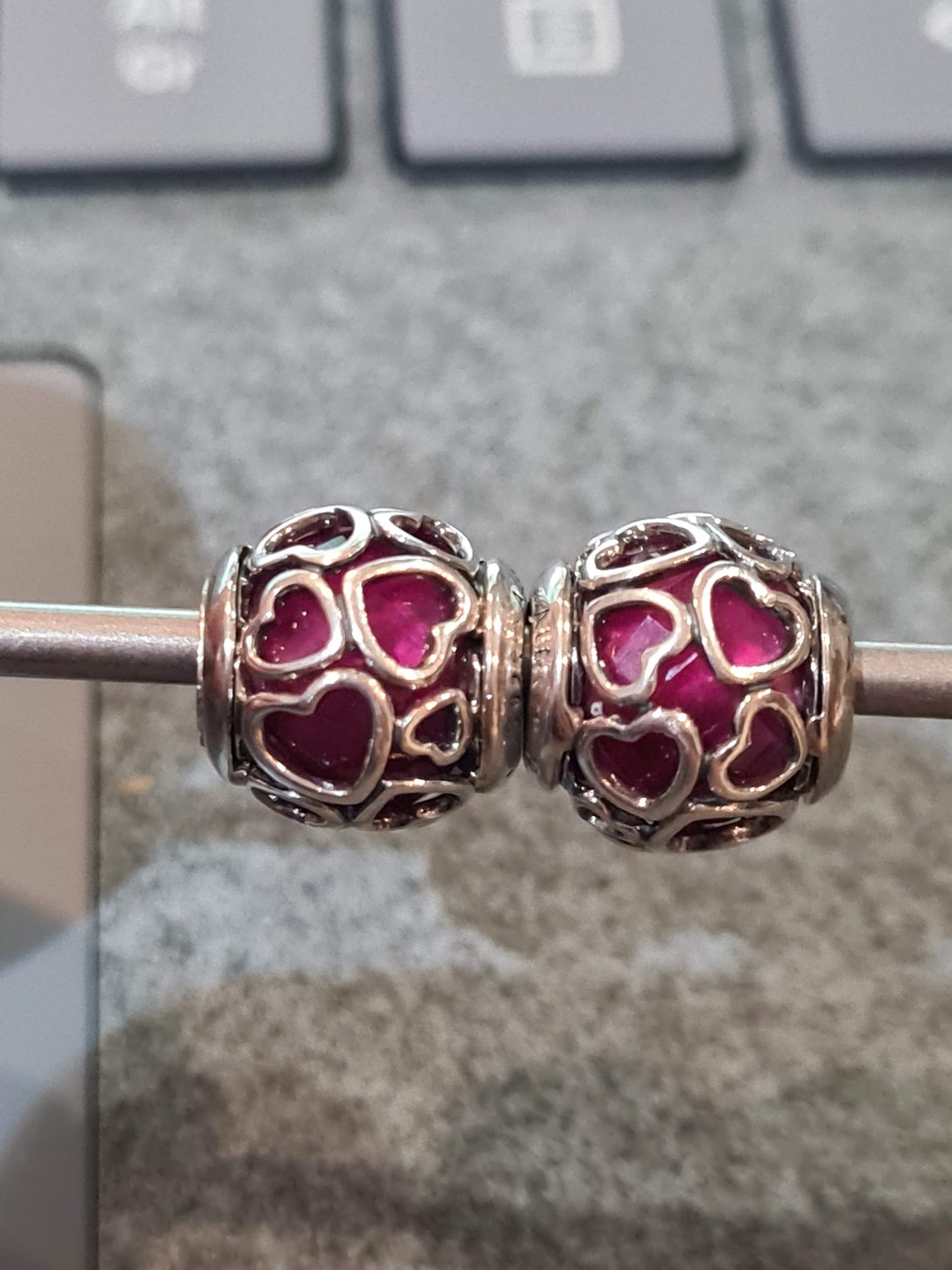 Genuine Pandora Cerise Encased In Love Charm x1