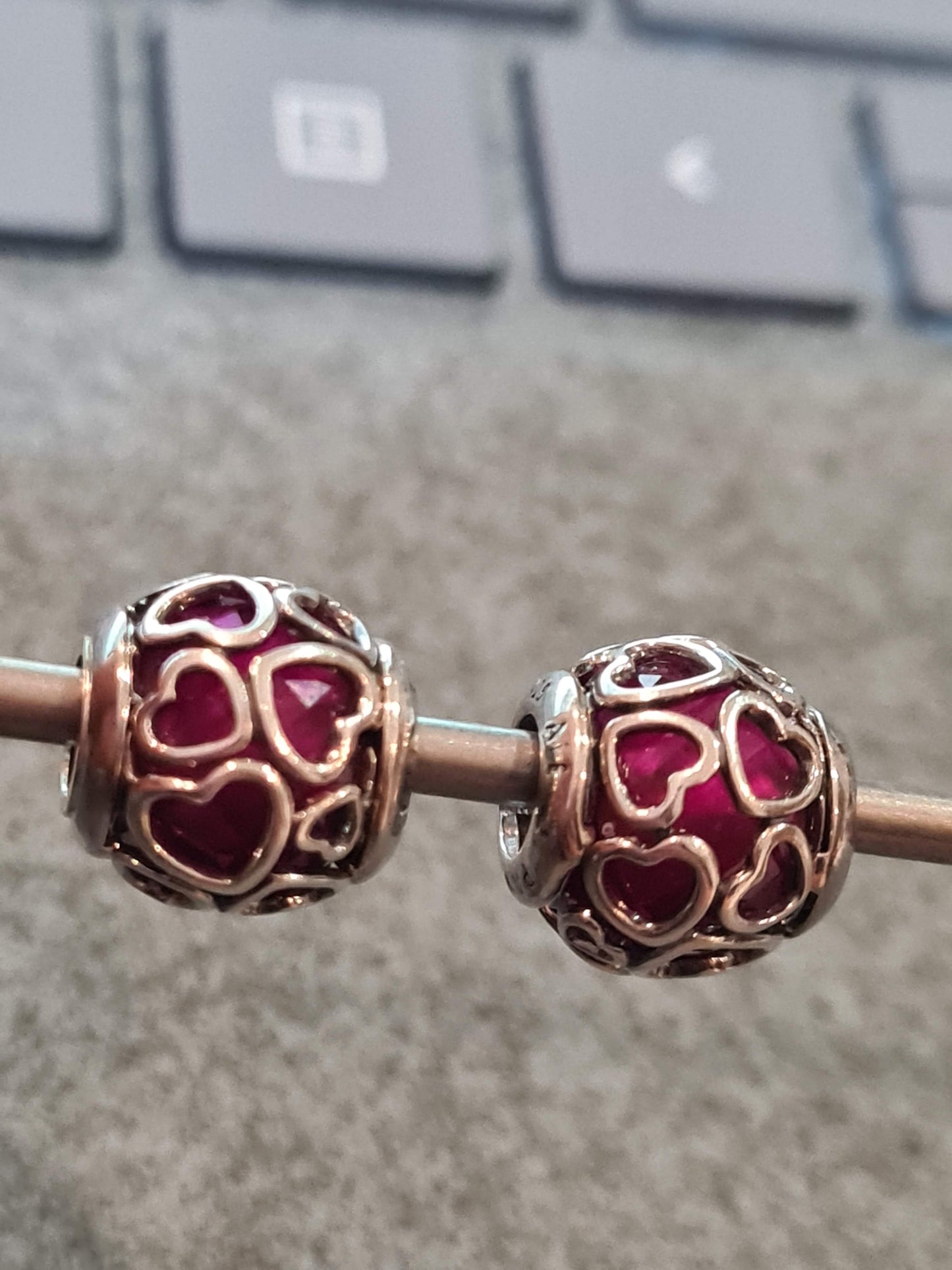 Genuine Pandora Cerise Encased In Love Charm x1