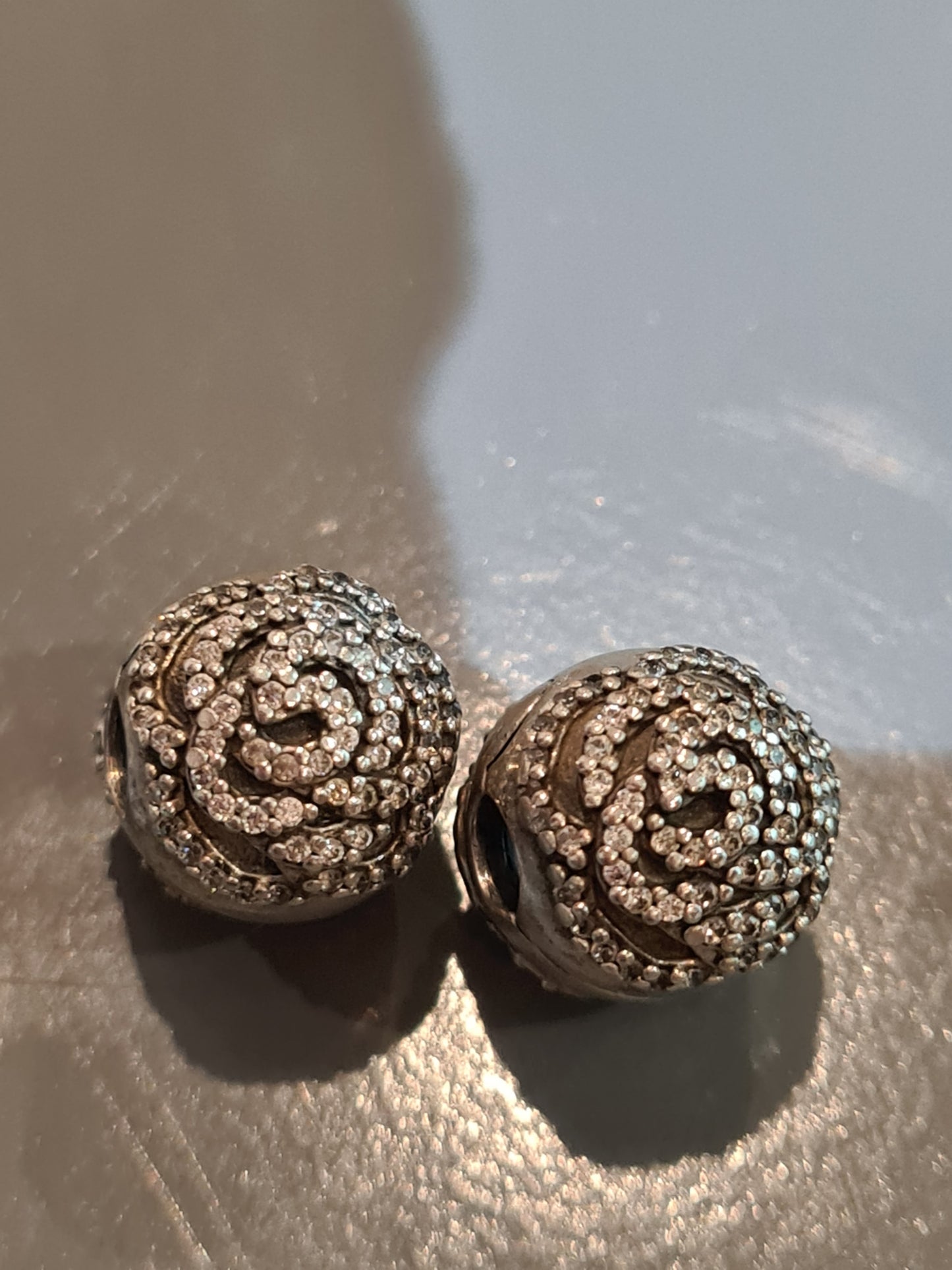 Genuine Pandora Beauty and The Beast Clips Shimmering Roses Pave SINGLE CLIP