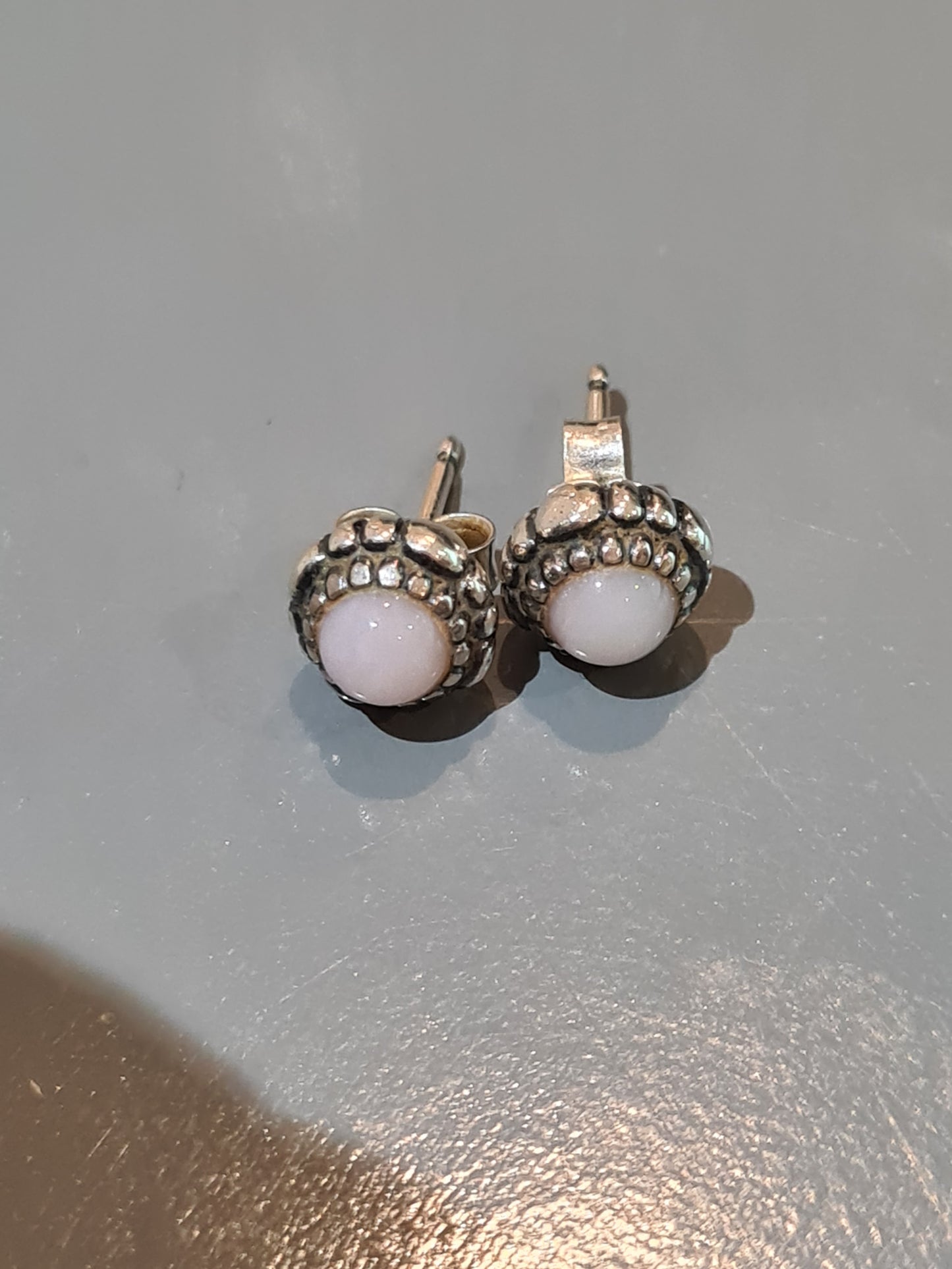 Genuine Pandora Pink Opal October Birthstone Earrings