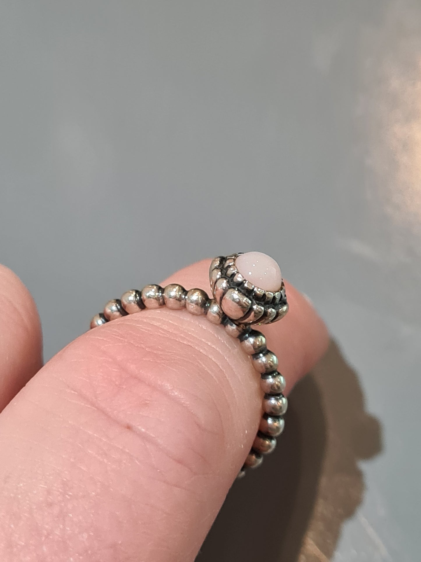 Genuine Pandora October Light Pink Opal Birthstone Ring in Size...