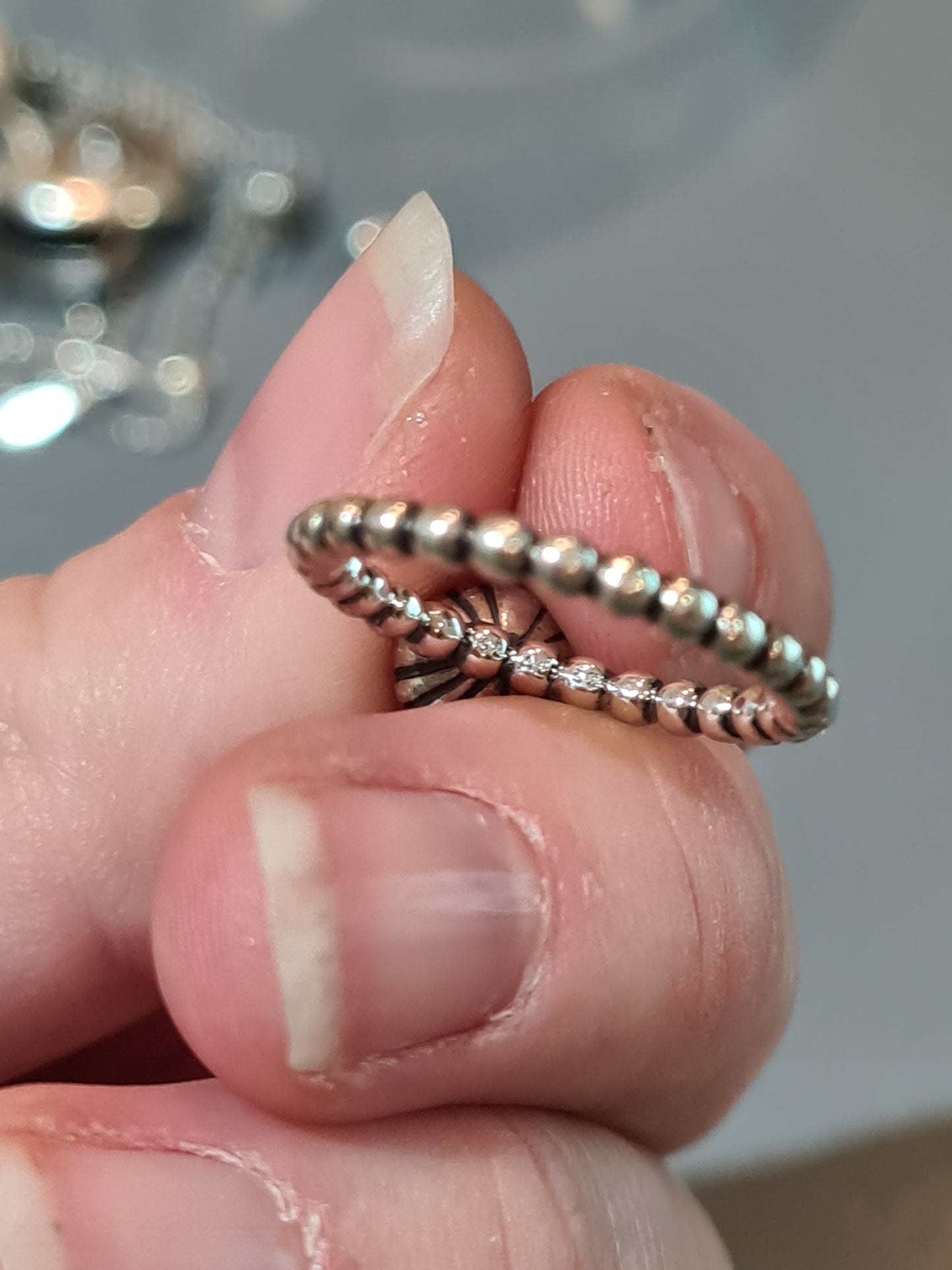 Genuine Pandora October Light Pink Opal Birthstone Ring in Size...