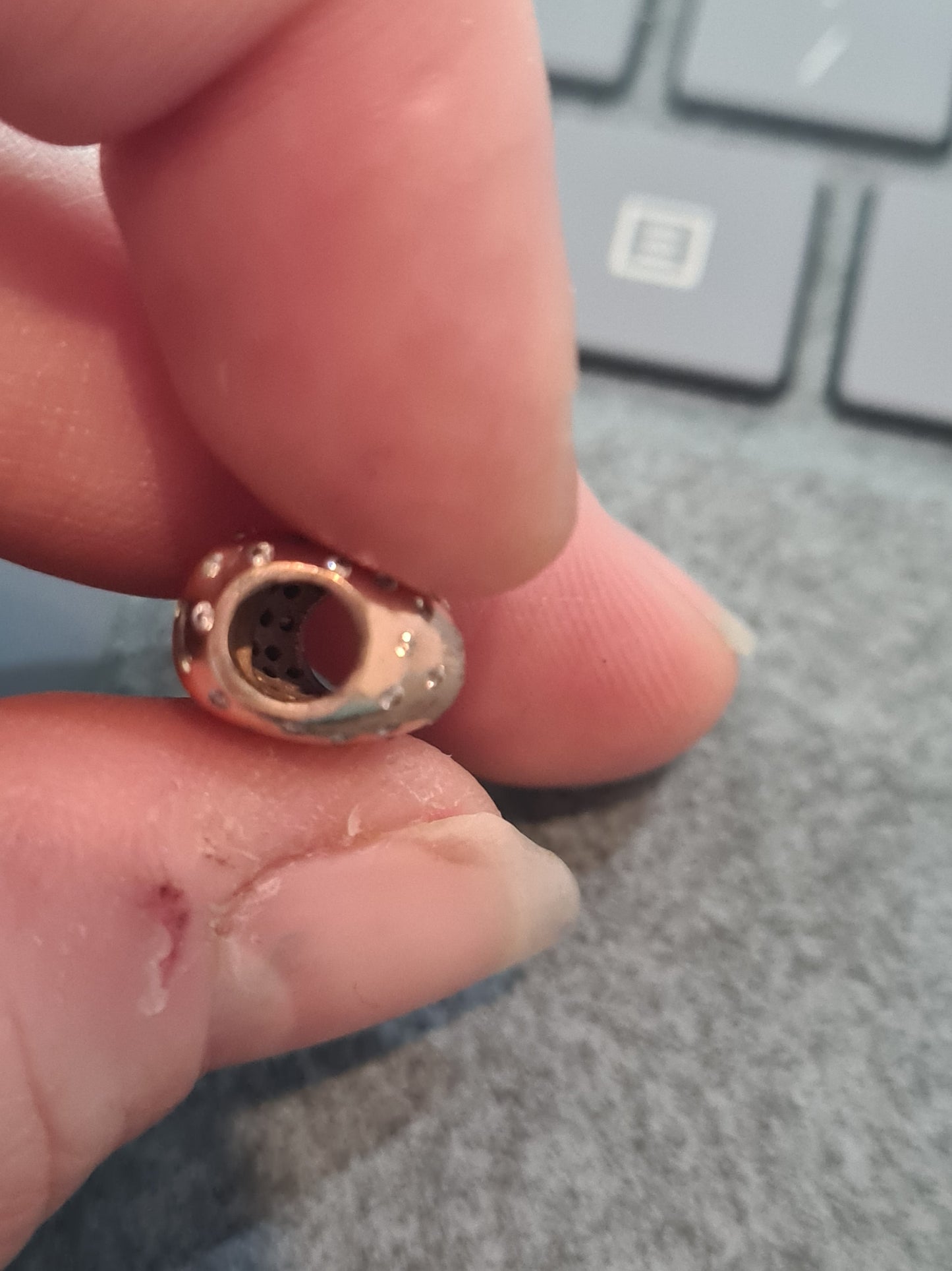Genuine Pandora Rose Gold Heart With Sparkle CZ Dots