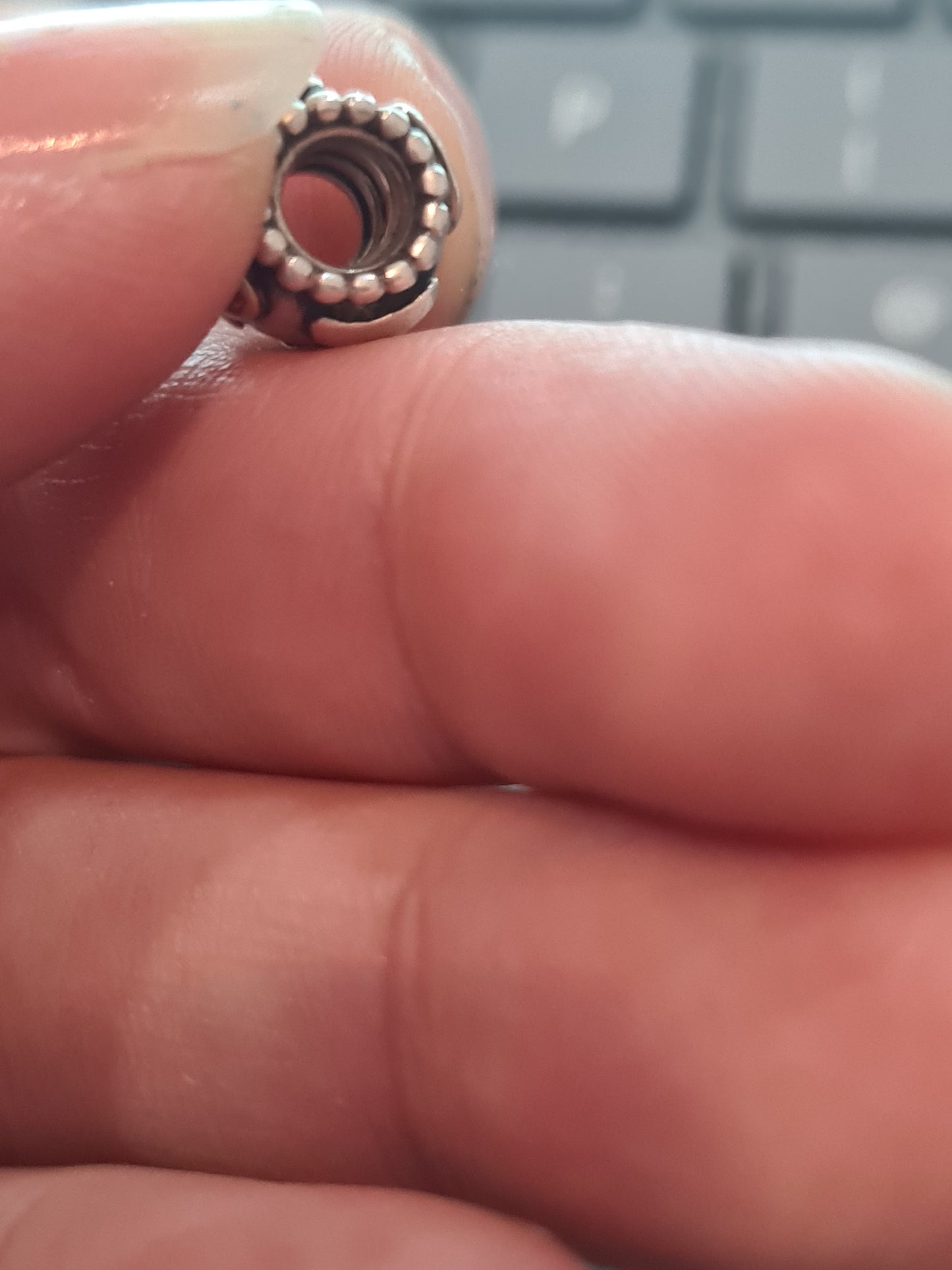 Genuine Pandora Two Tone Rare HTF Mum Charm with Pink Stones and Gold Outline