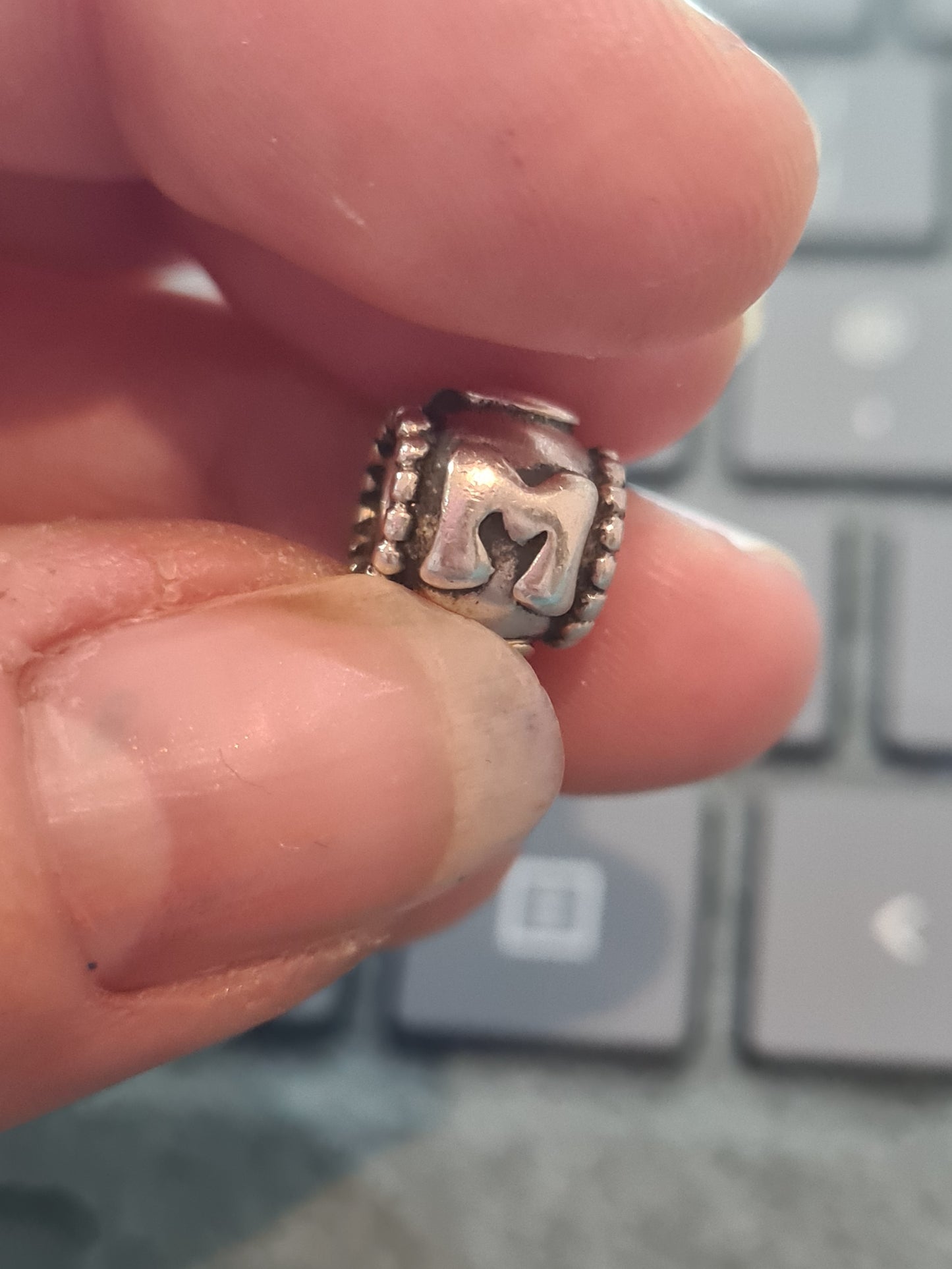 Genuine Pandora Two Tone Rare HTF Mum Charm with Pink Stones and Gold Outline