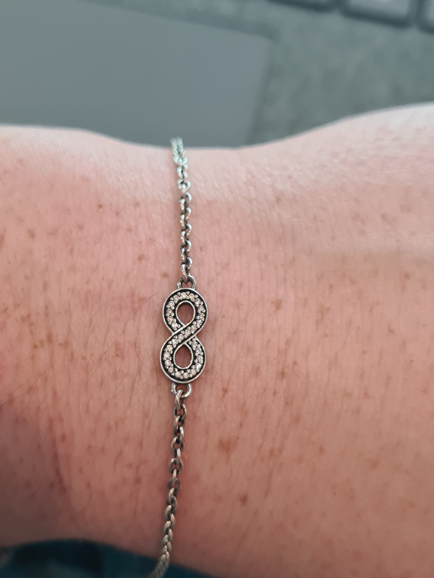 Genuine Pandora Infinity Pave Bracelet In Size 18cm on Max Adjustable Chain