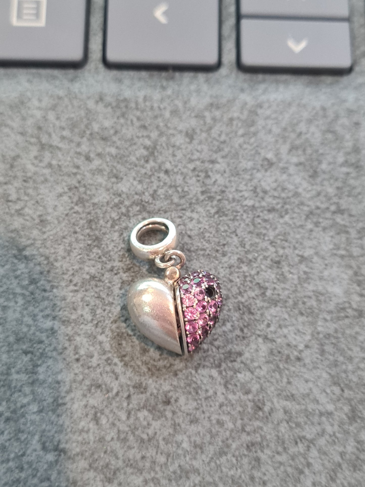 Soulfeel Pink Pave Dangle Heart I love You Pave Charm