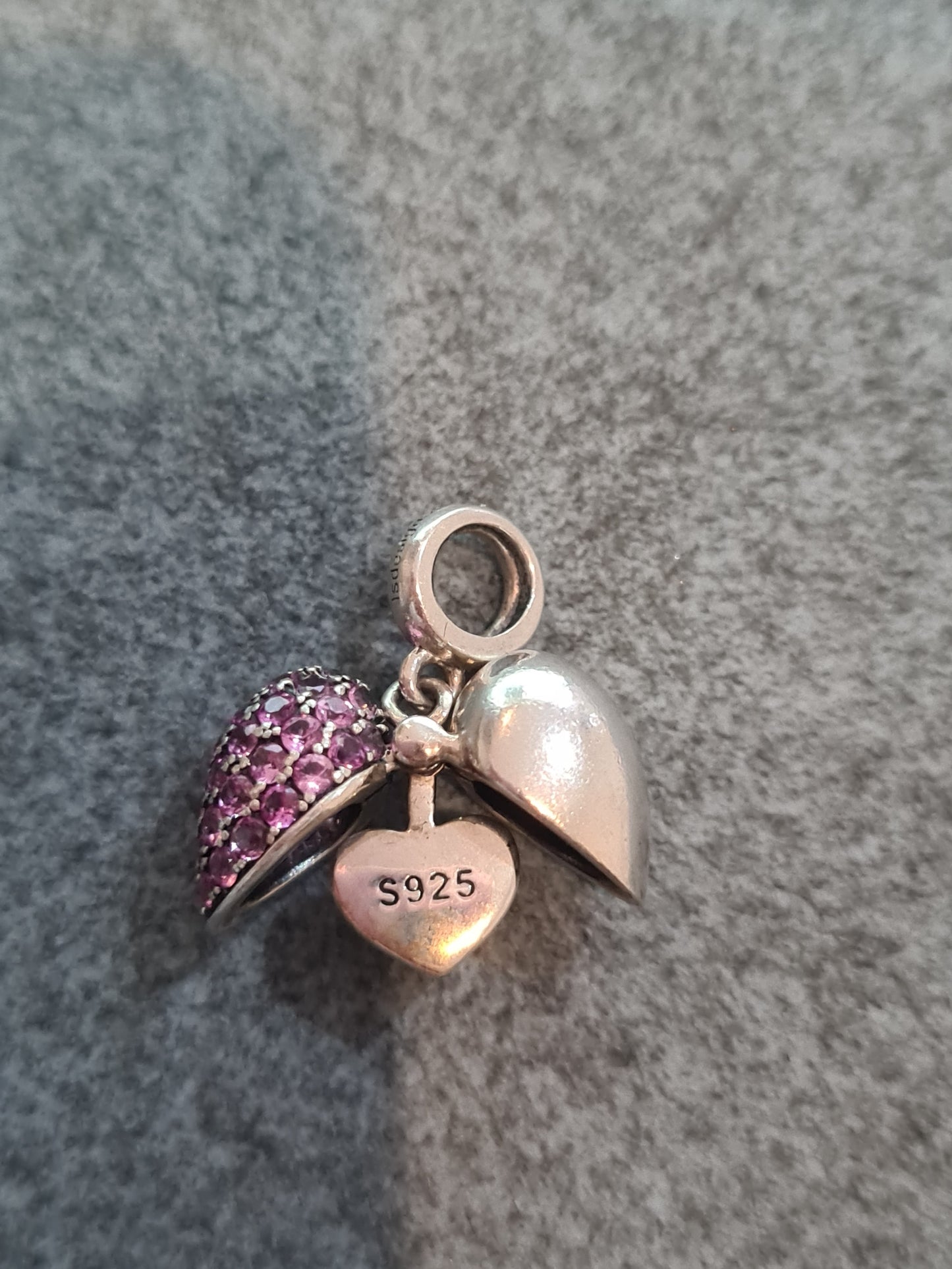 Soulfeel Pink Pave Dangle Heart I love You Pave Charm