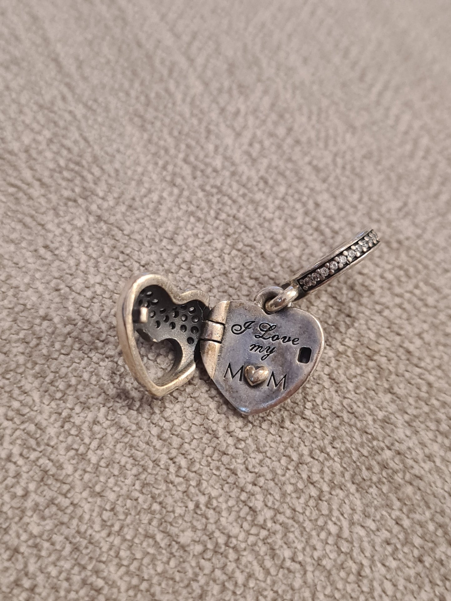 Genuine Pandora I Love My Mum Locket Pave Dangle Charm