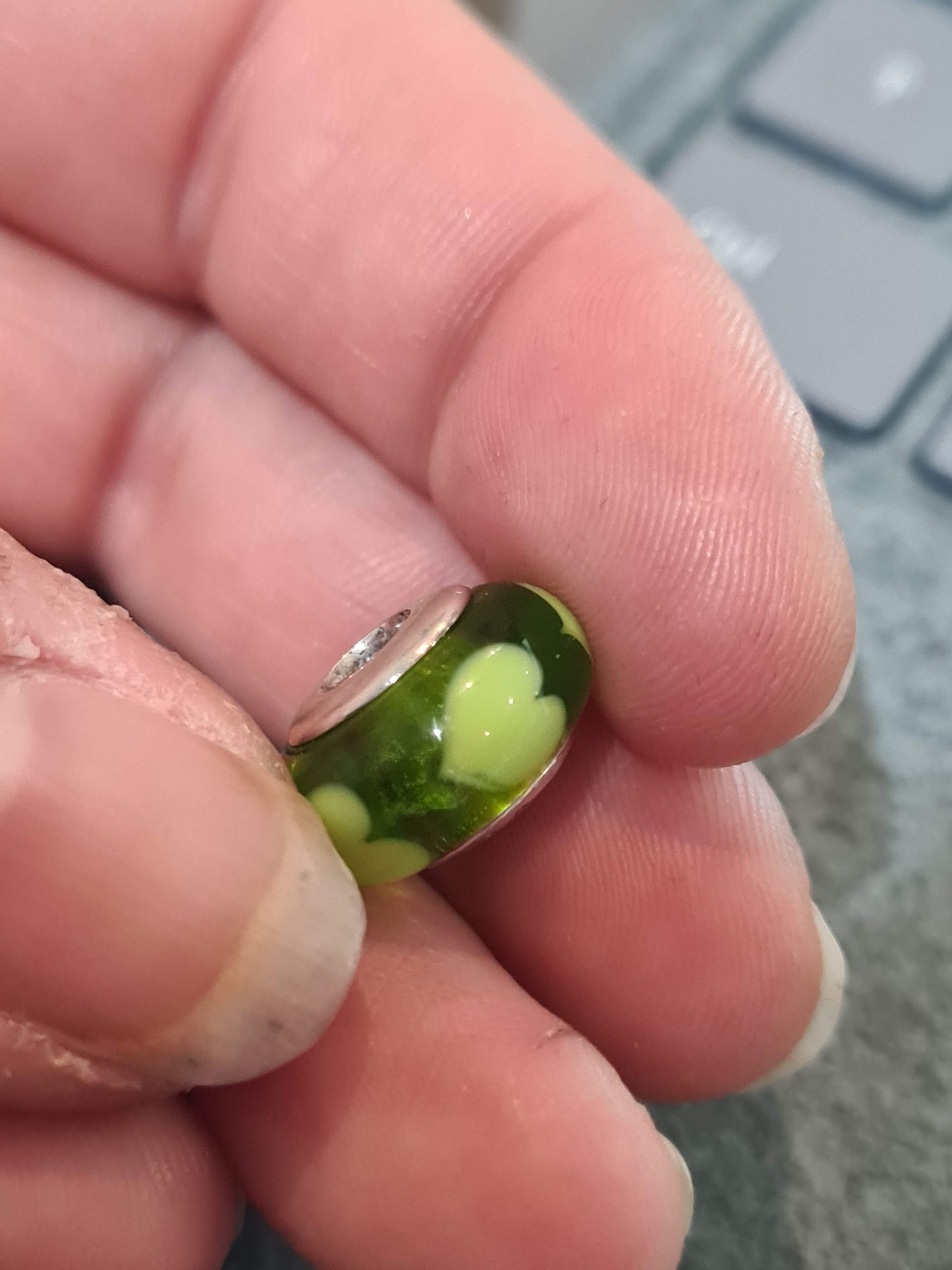 Genuine Pandora Green Heart Murano Glass Charm