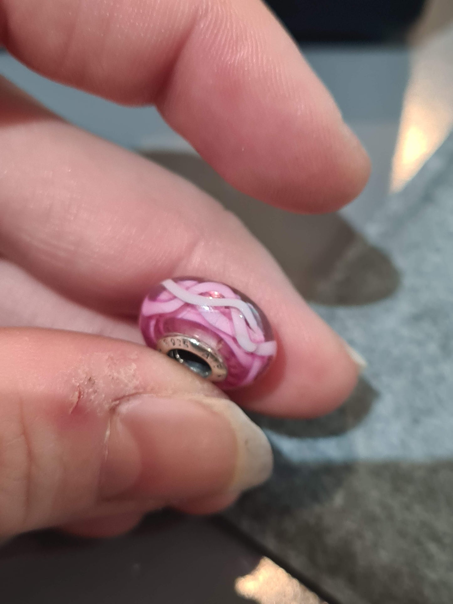 Genuine Pandora Pink Line Twist Murano Charm
