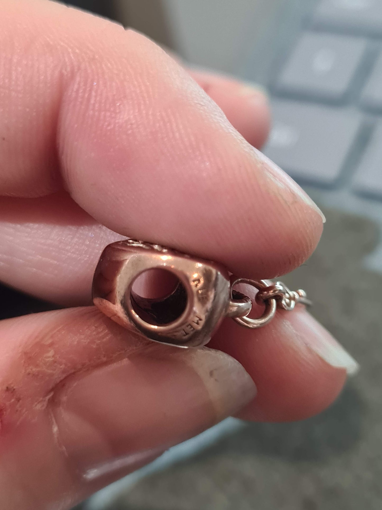 Genuine Pandora Rose Gold Vintage Lace Lock and Key Dangle Charm