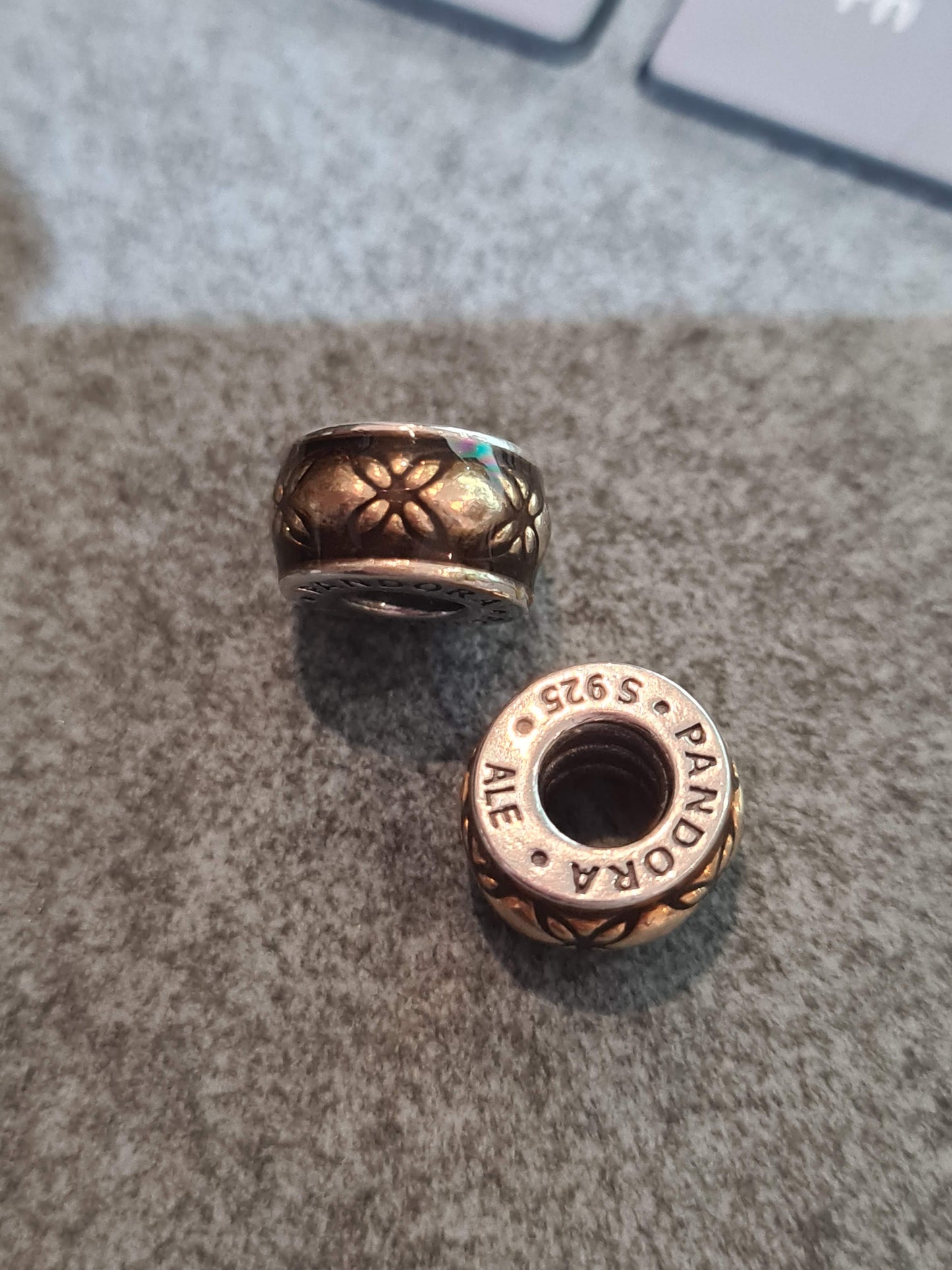 Genuine Pandora Golden Dew Spacer Golden Brown Rare...