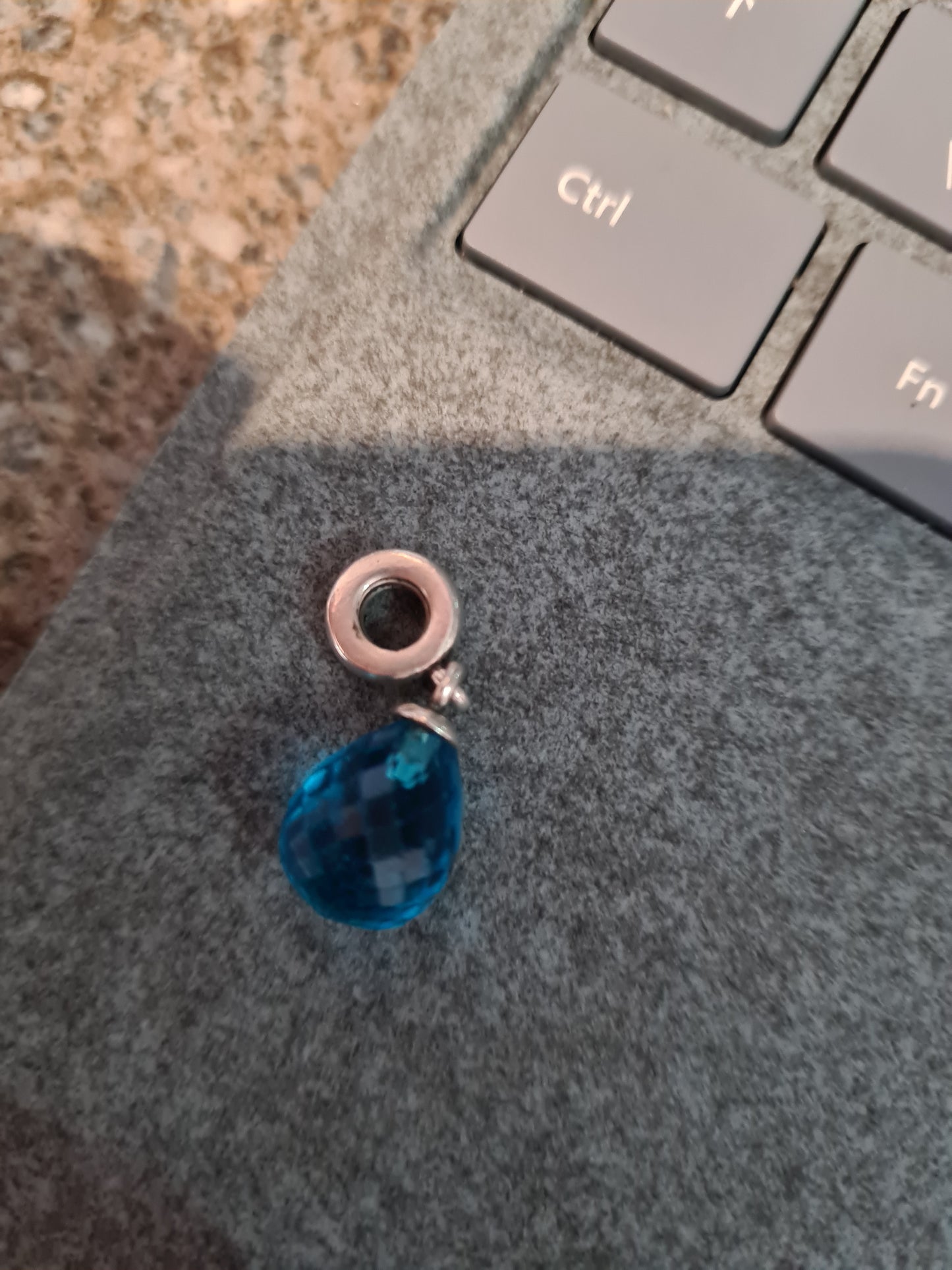 Genuine Pandora Facetted Glass Large Dangle Teal Pendent Charm