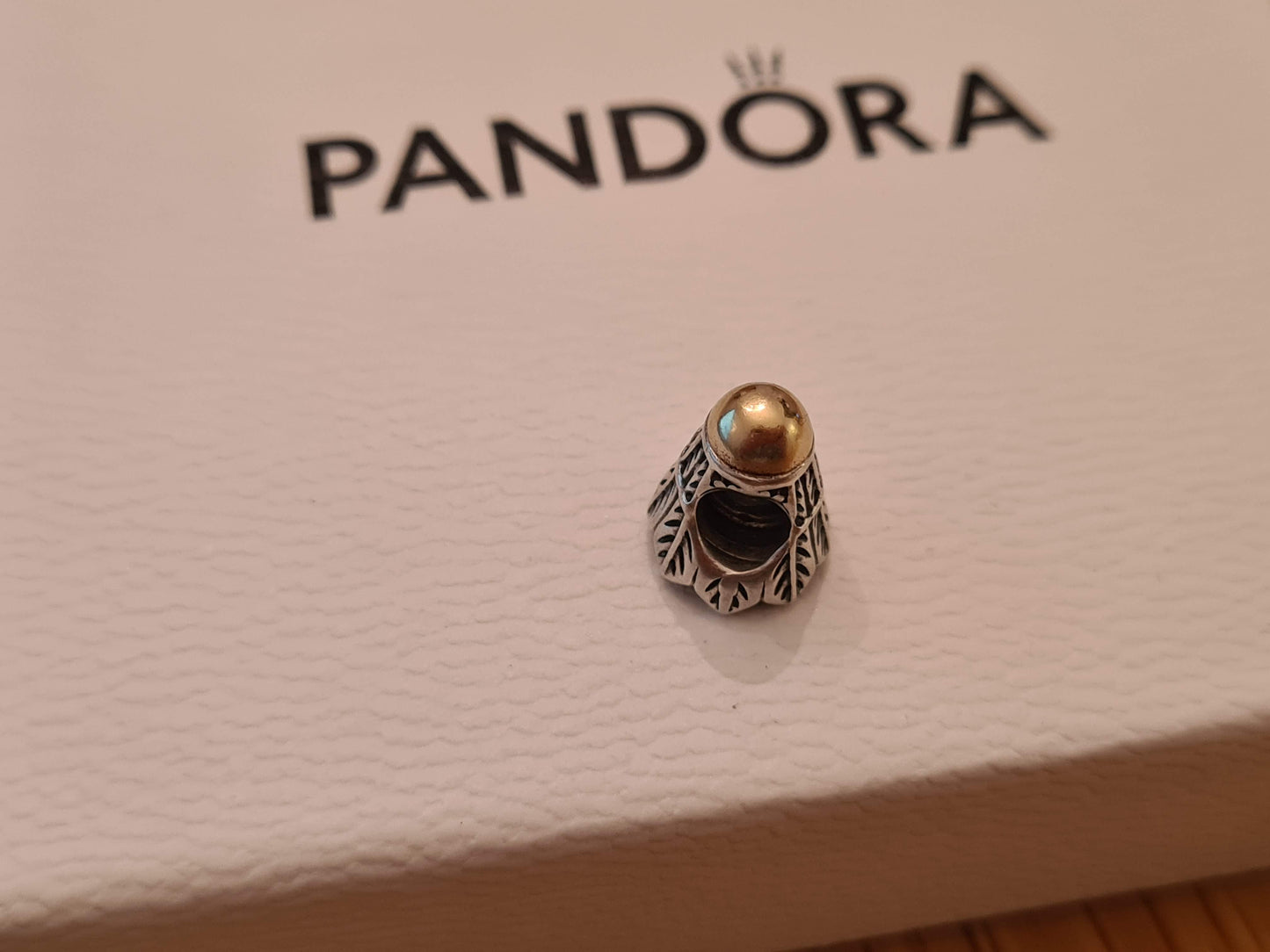 Genuine Pandora Shuttlecock Birdie Two Tone Charm Gold End