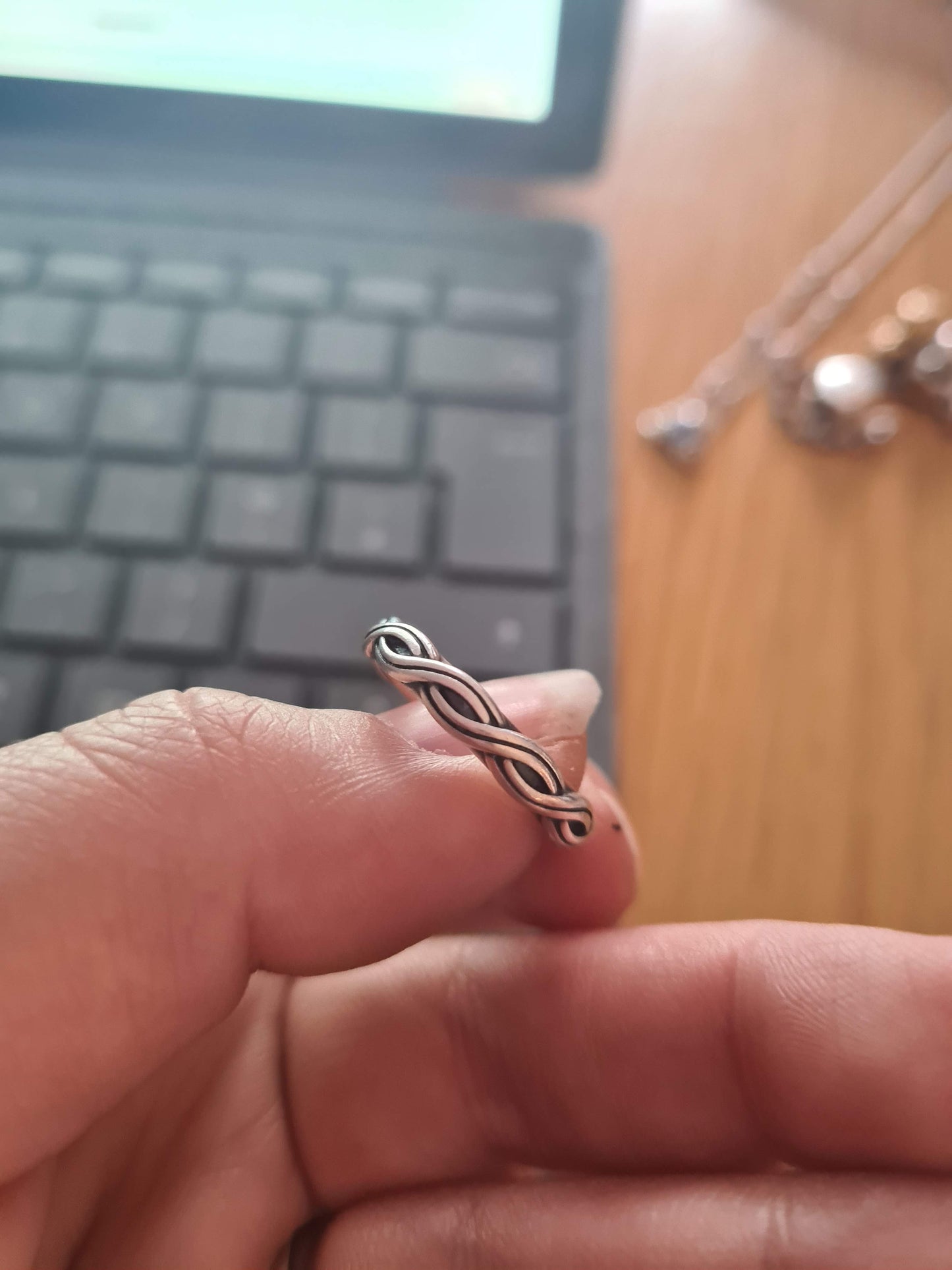 Genuine Pandora Retired Oxidised Twist Line Ring in Size...