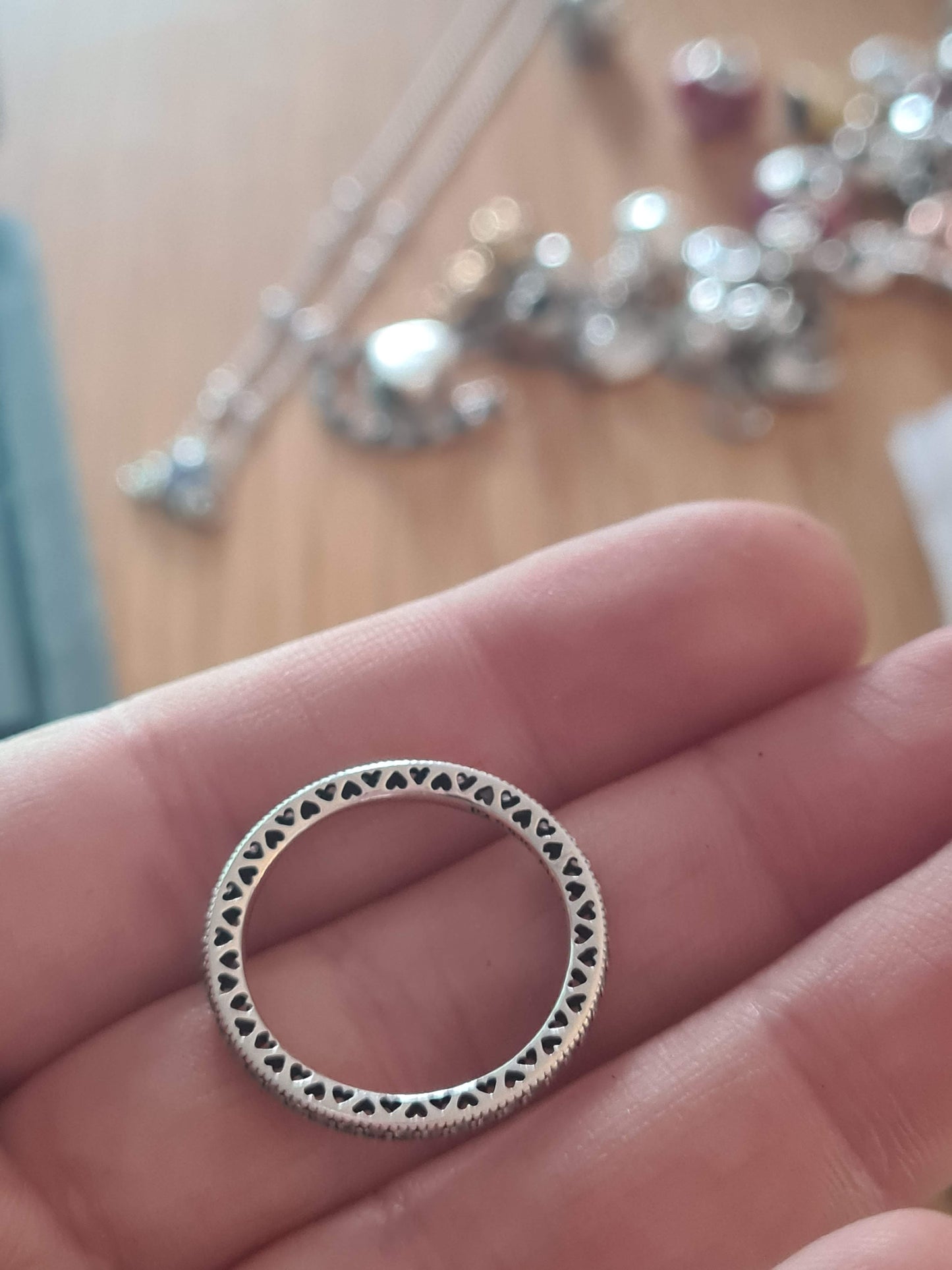 Genuine Pandora Radiant Heart Sparkle Stone All Around the Band Size ....