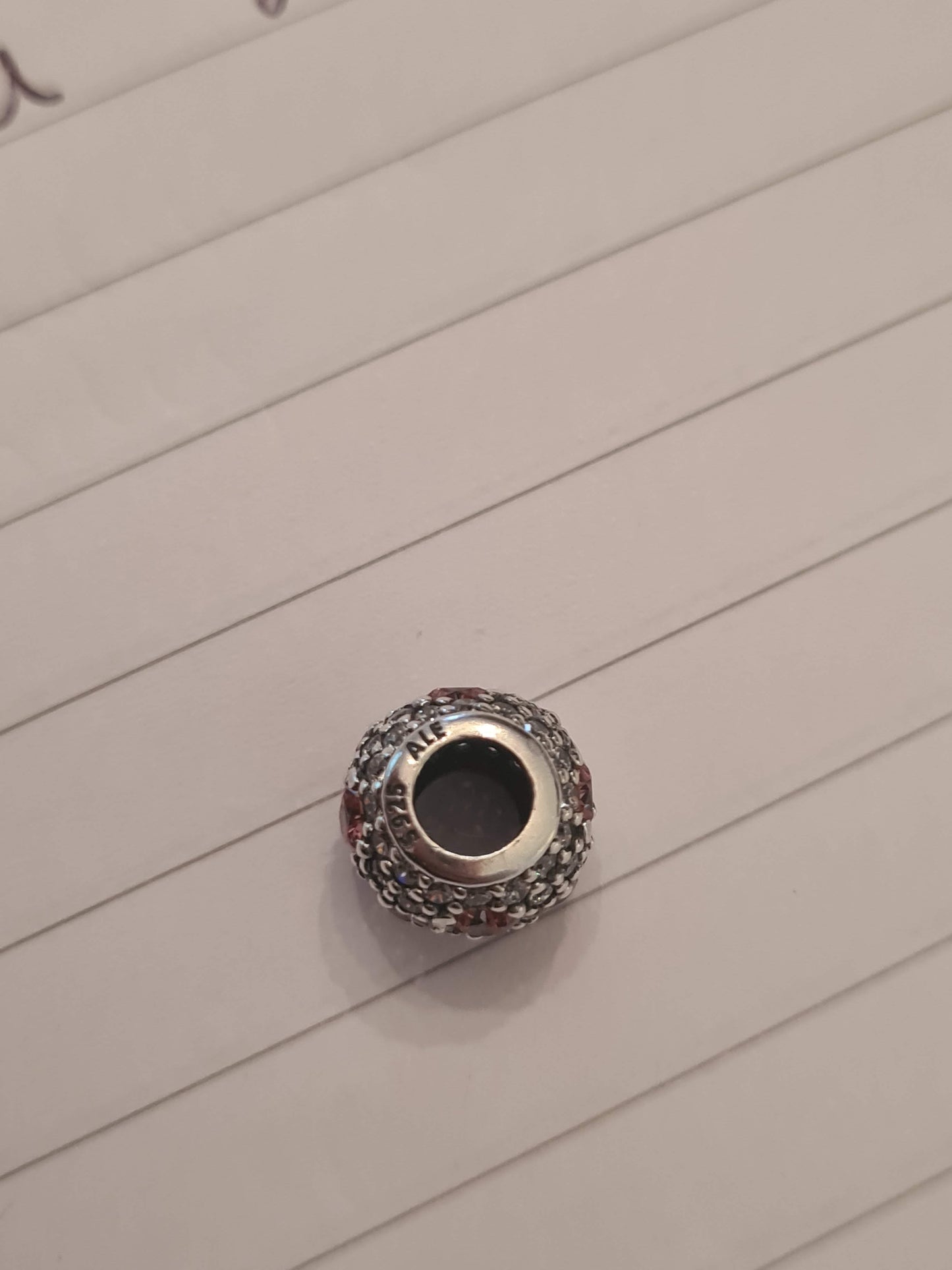 Genuine Pandora Clear Pave Ball with Pink Hearts