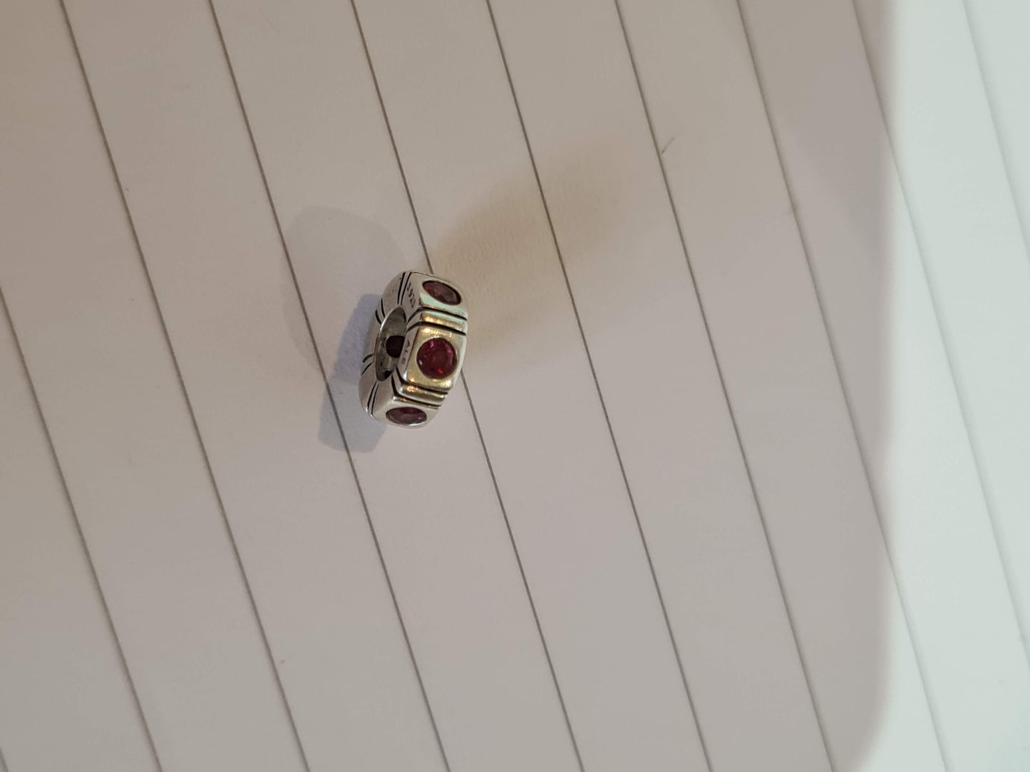 Genuine Pandora Dark Pink Cerise Spacers Charm with CZ