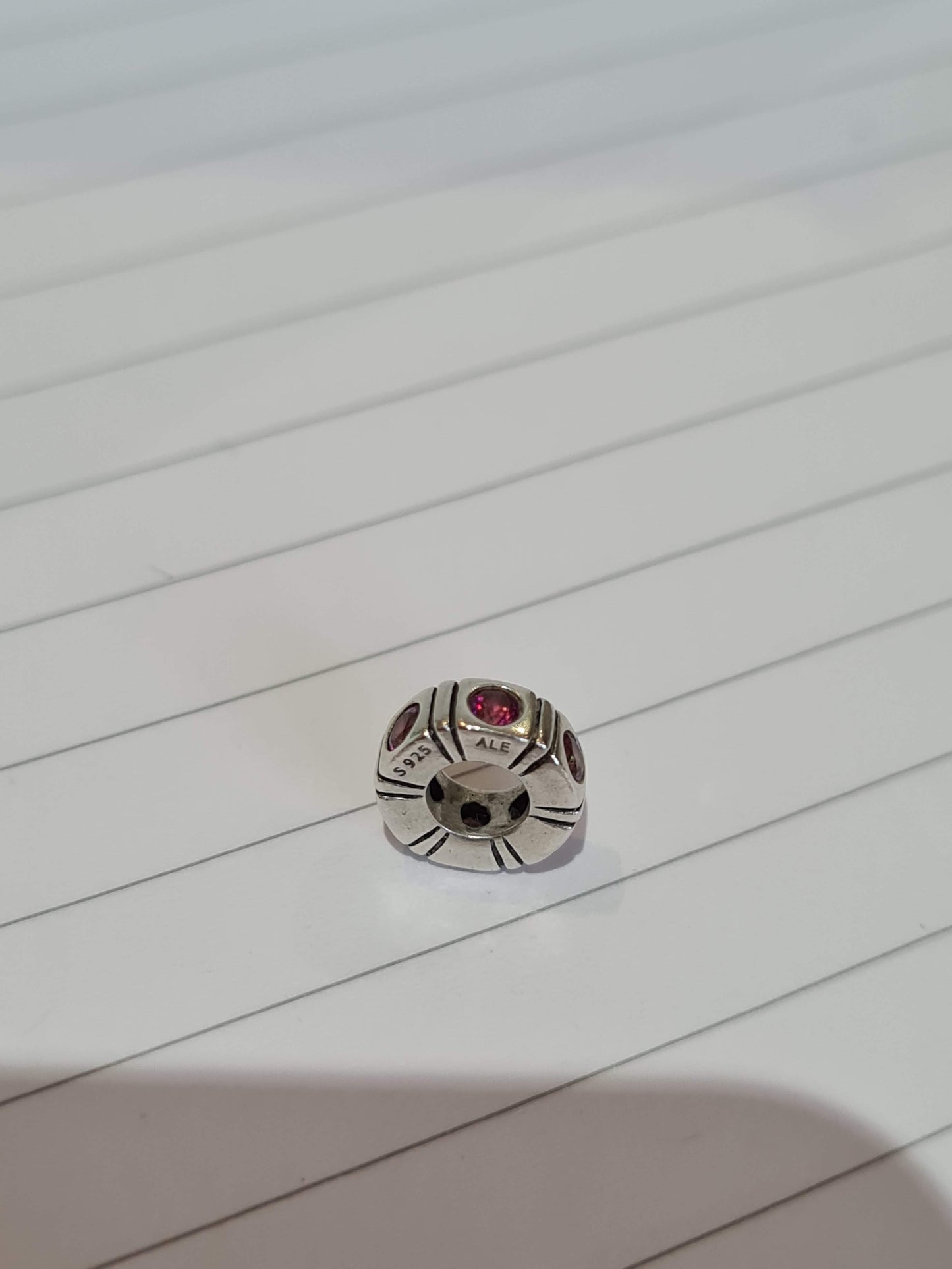 Genuine Pandora Dark Pink Cerise Spacers Charm with CZ