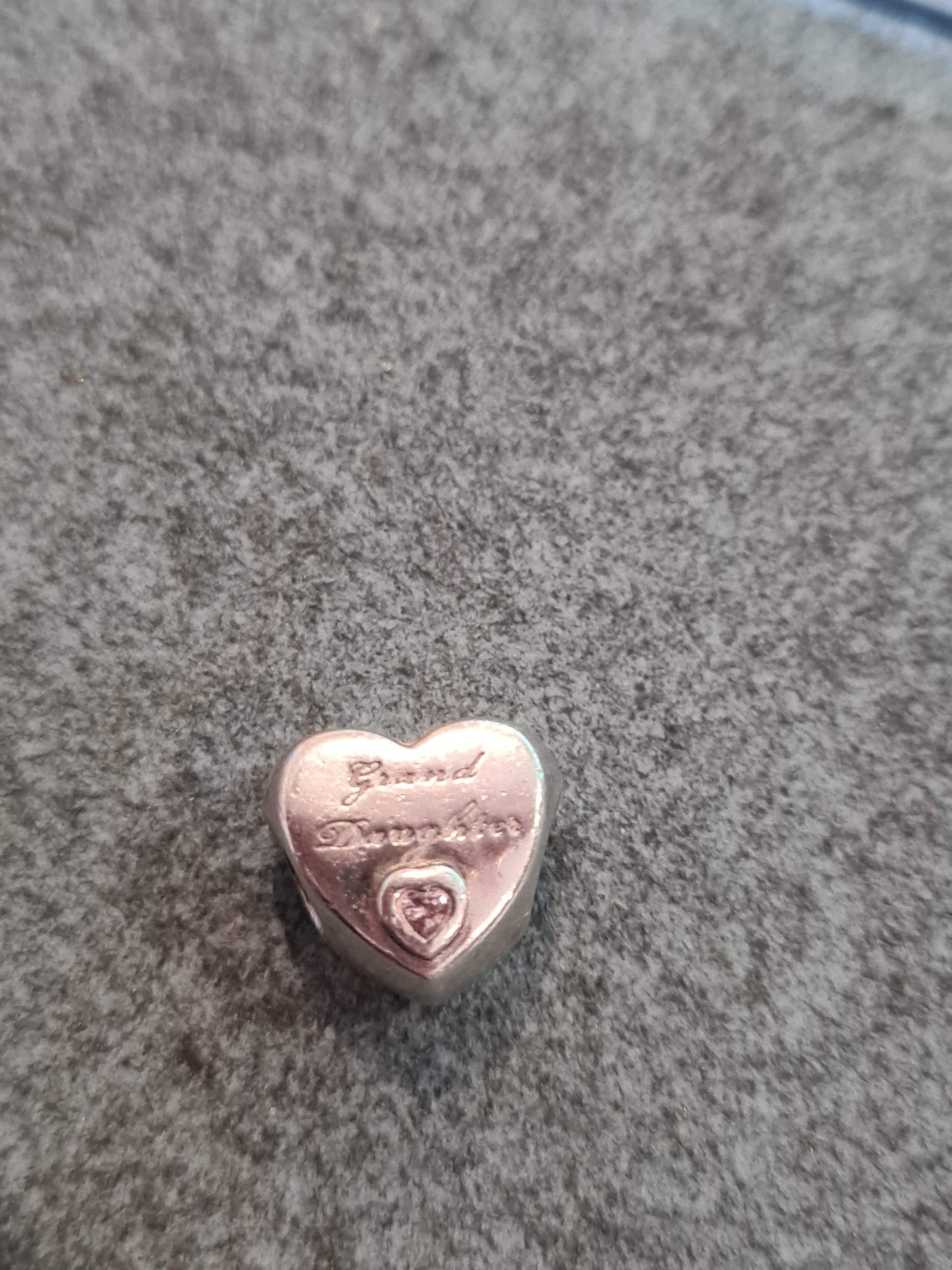 Genuine Pandora Grand Daughter Charm Heart With Stone
