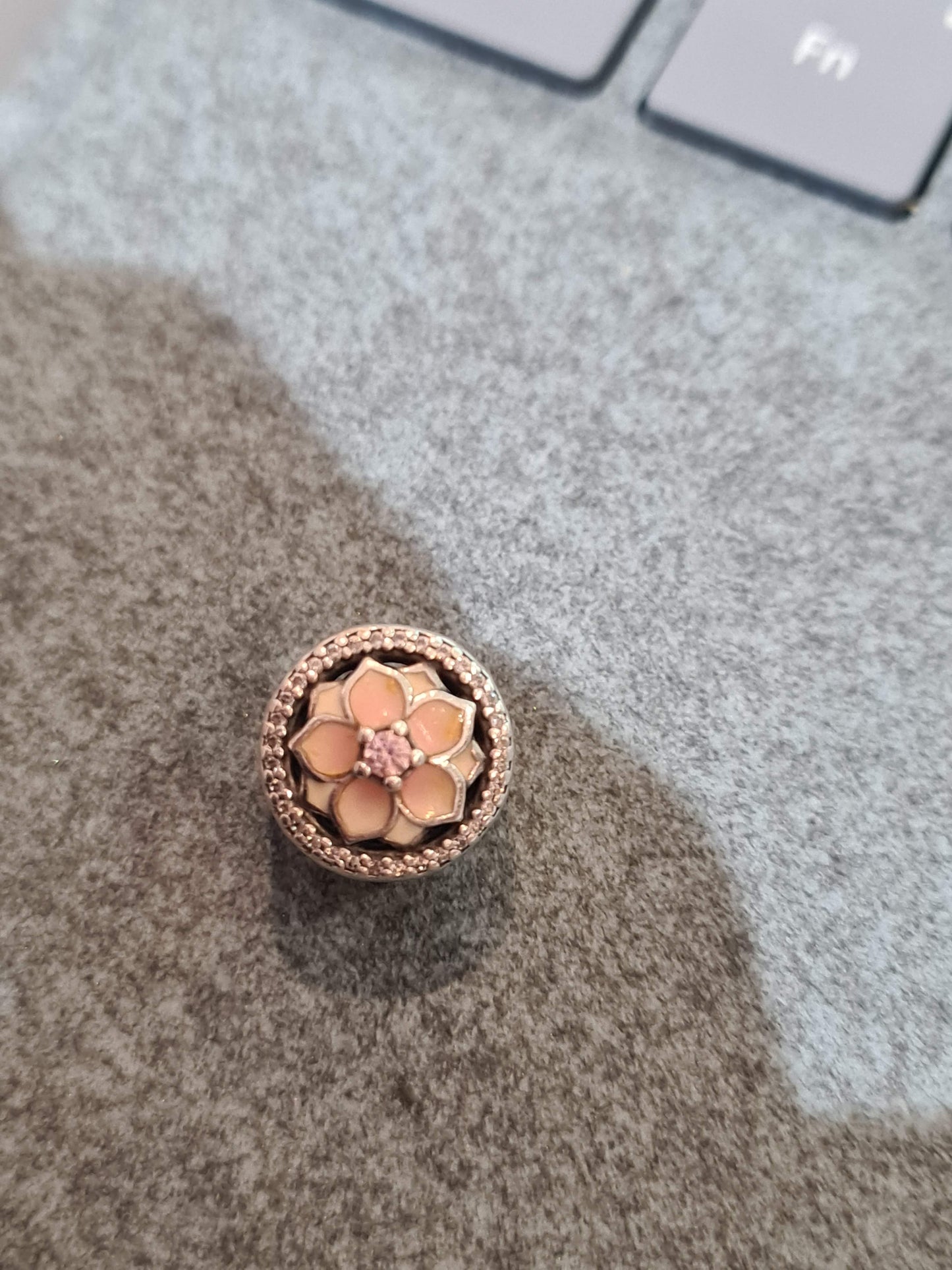 Genuine Pandora Blooming Magnolia Flower Pave CZ Openwork Charm Beautiful