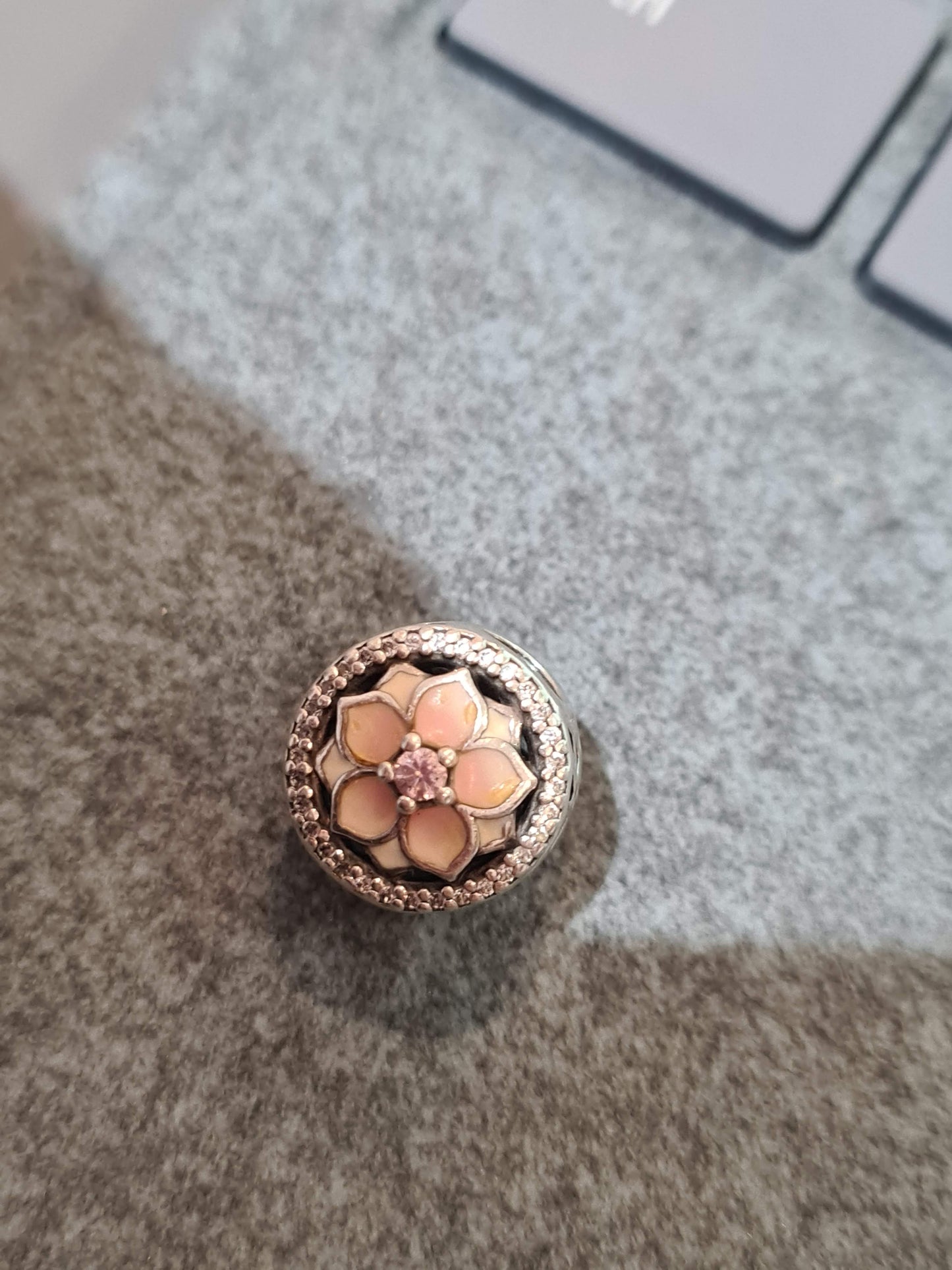 Genuine Pandora Blooming Magnolia Flower Pave CZ Openwork Charm Beautiful