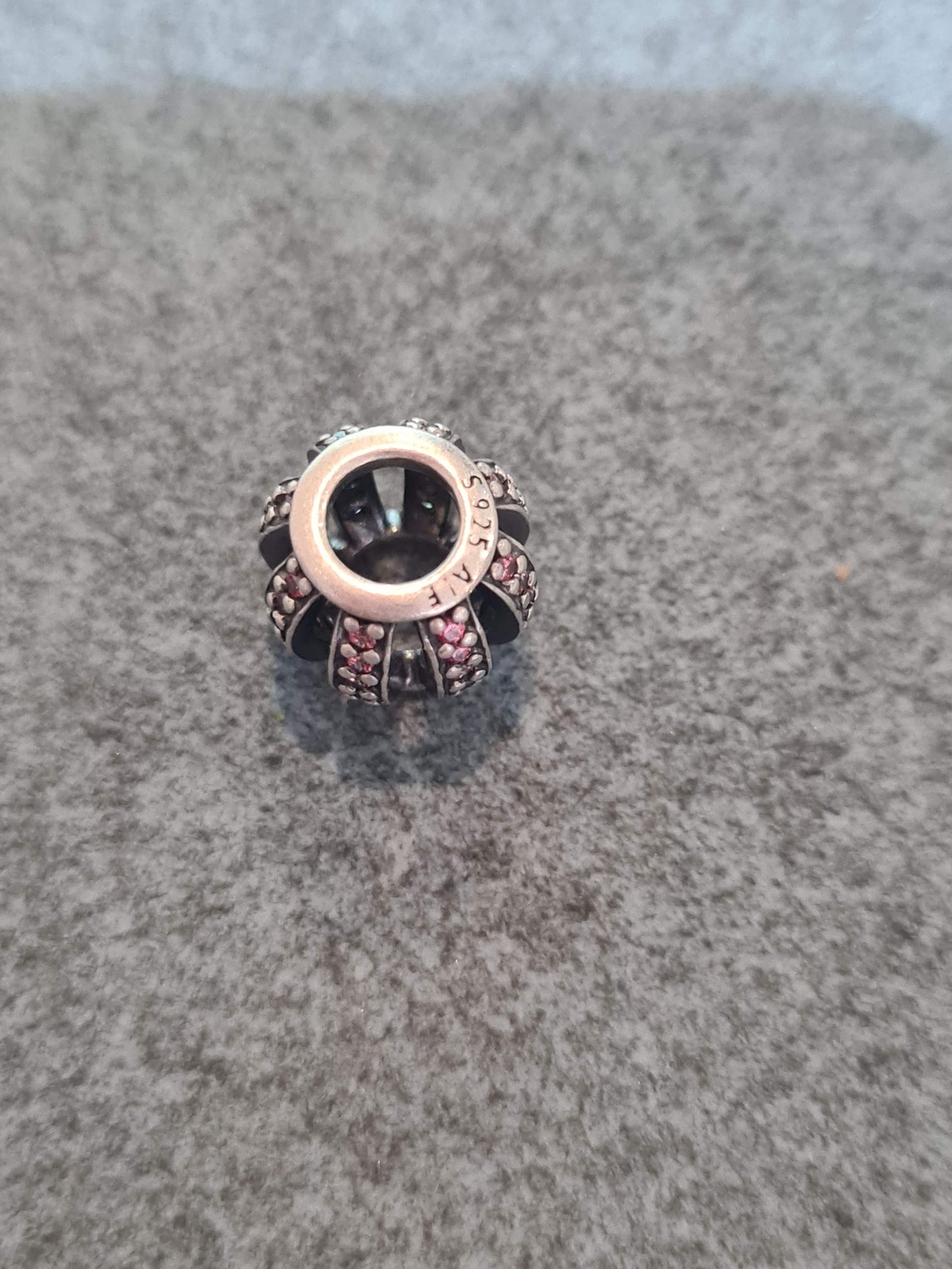 Genuine Pandora Pink/ Black/ Clear Pave Line Pave Charm Openwork