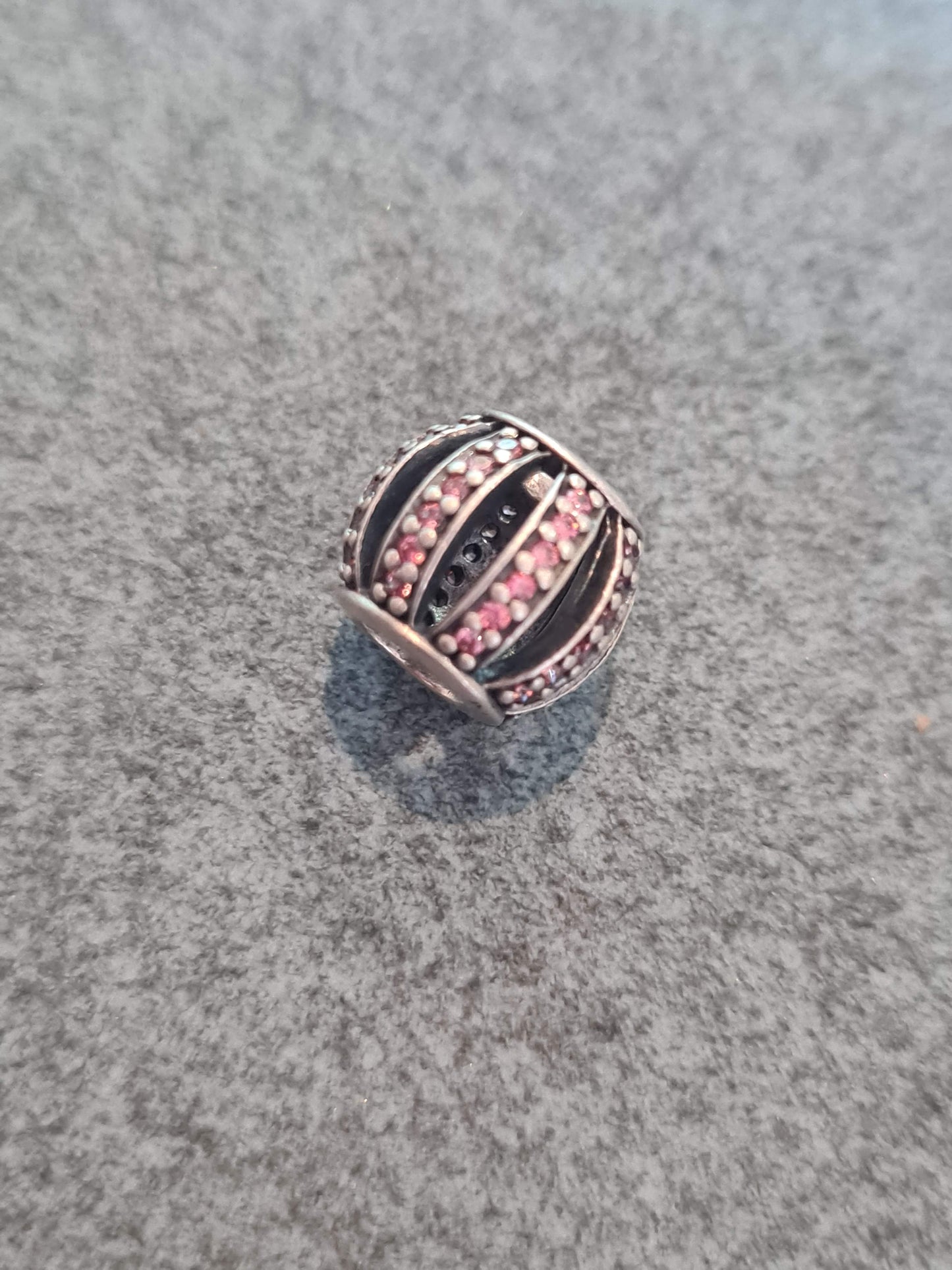 Genuine Pandora Pink/ Black/ Clear Pave Line Pave Charm Openwork