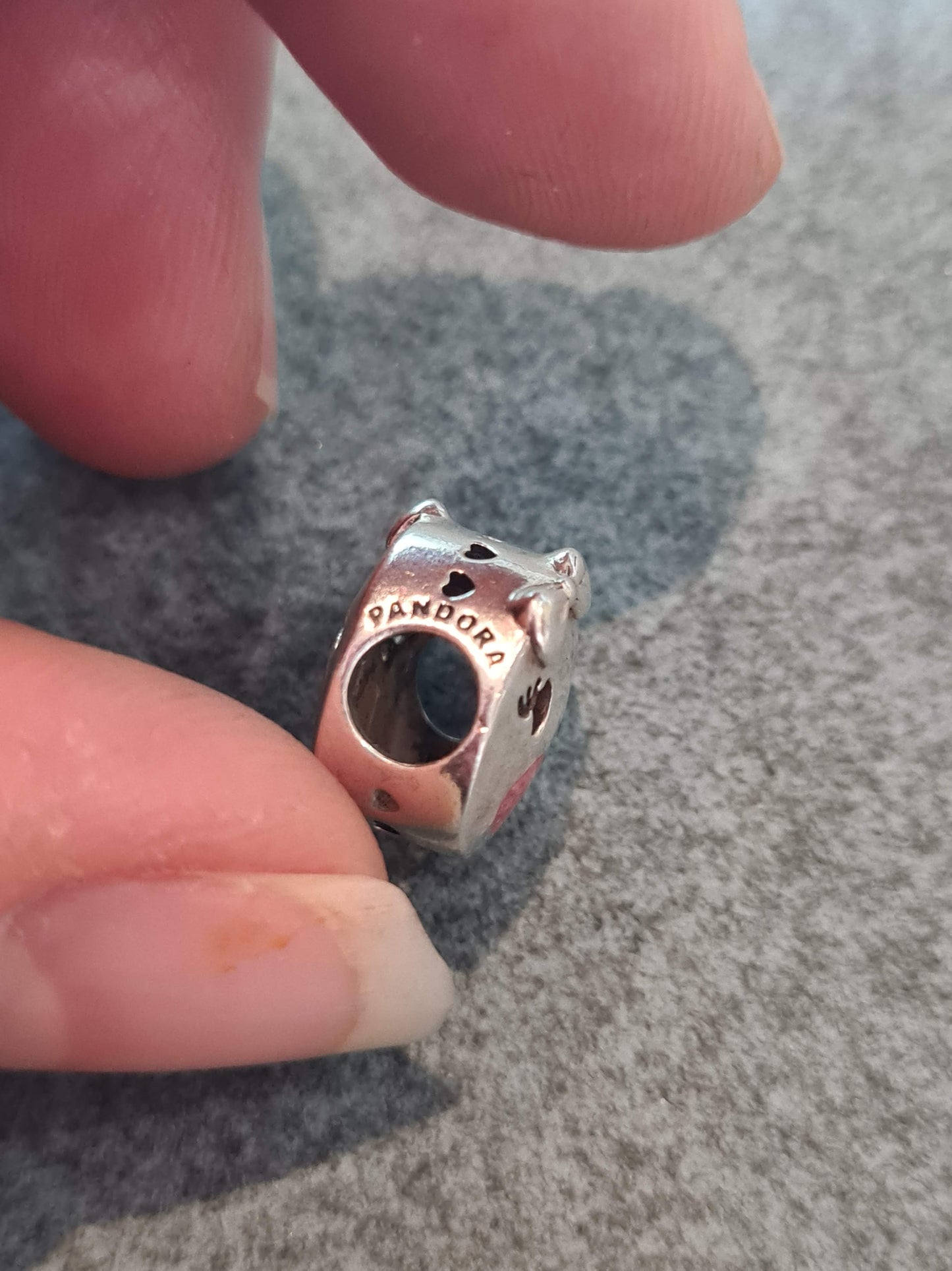 Genuine Pandora Wink Face Emoji Charm with Pink Enamel Lips