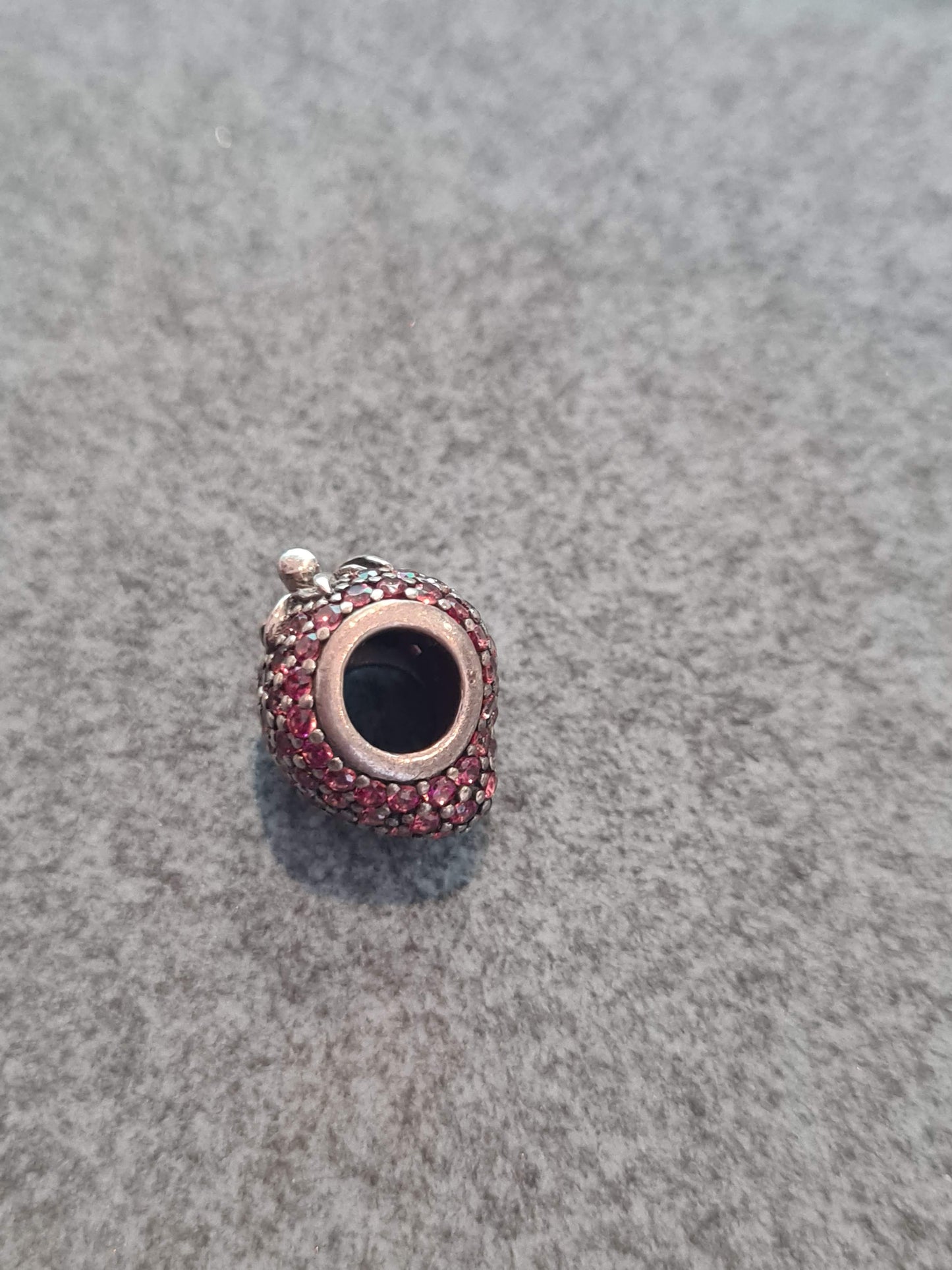 Genuine Pandora Pave Red Strawberry Charm with Silver Stalk